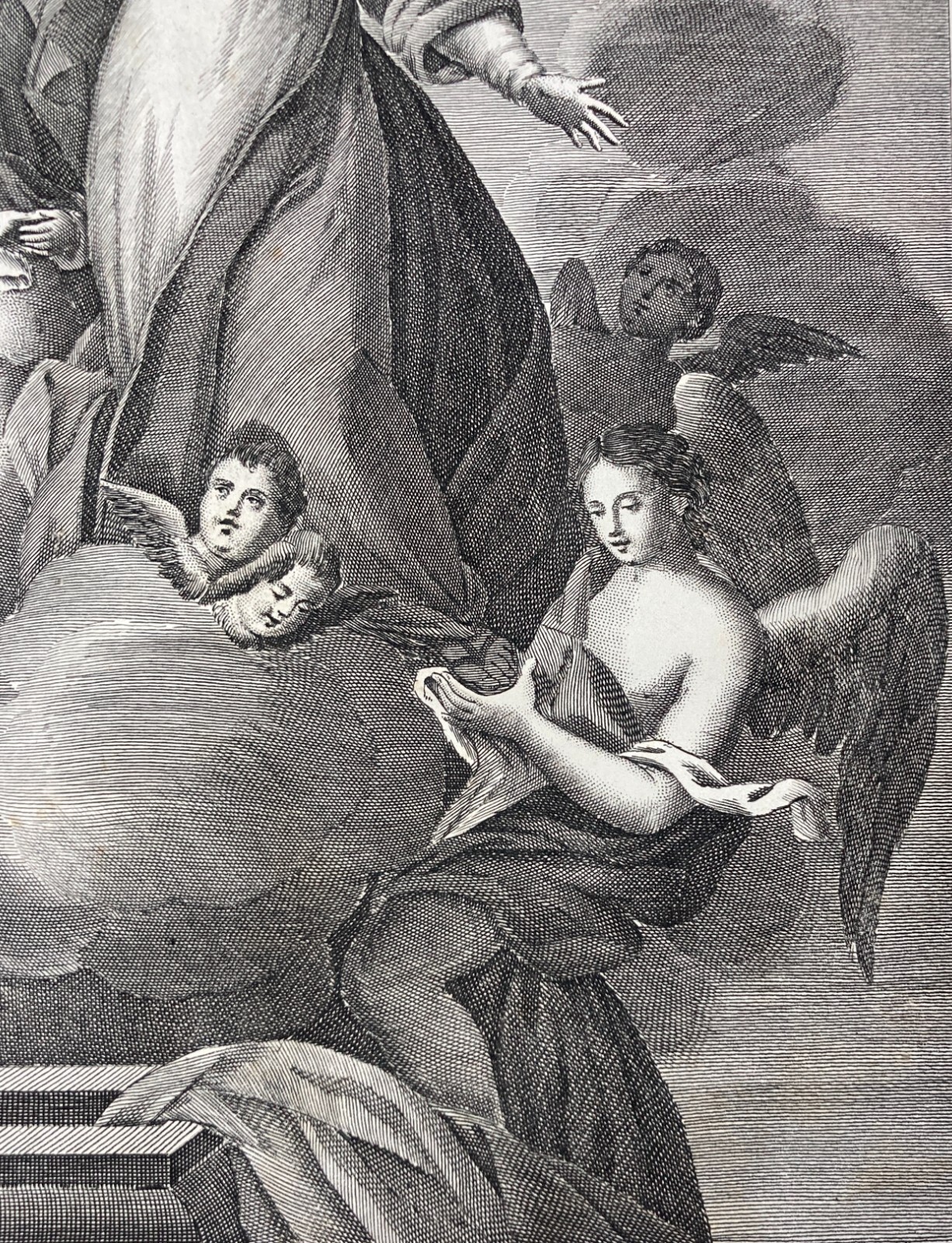 Arte Popolare Devozionale: Assunzione Della Madonna. Incisione Antica Di Francesco Scafa
