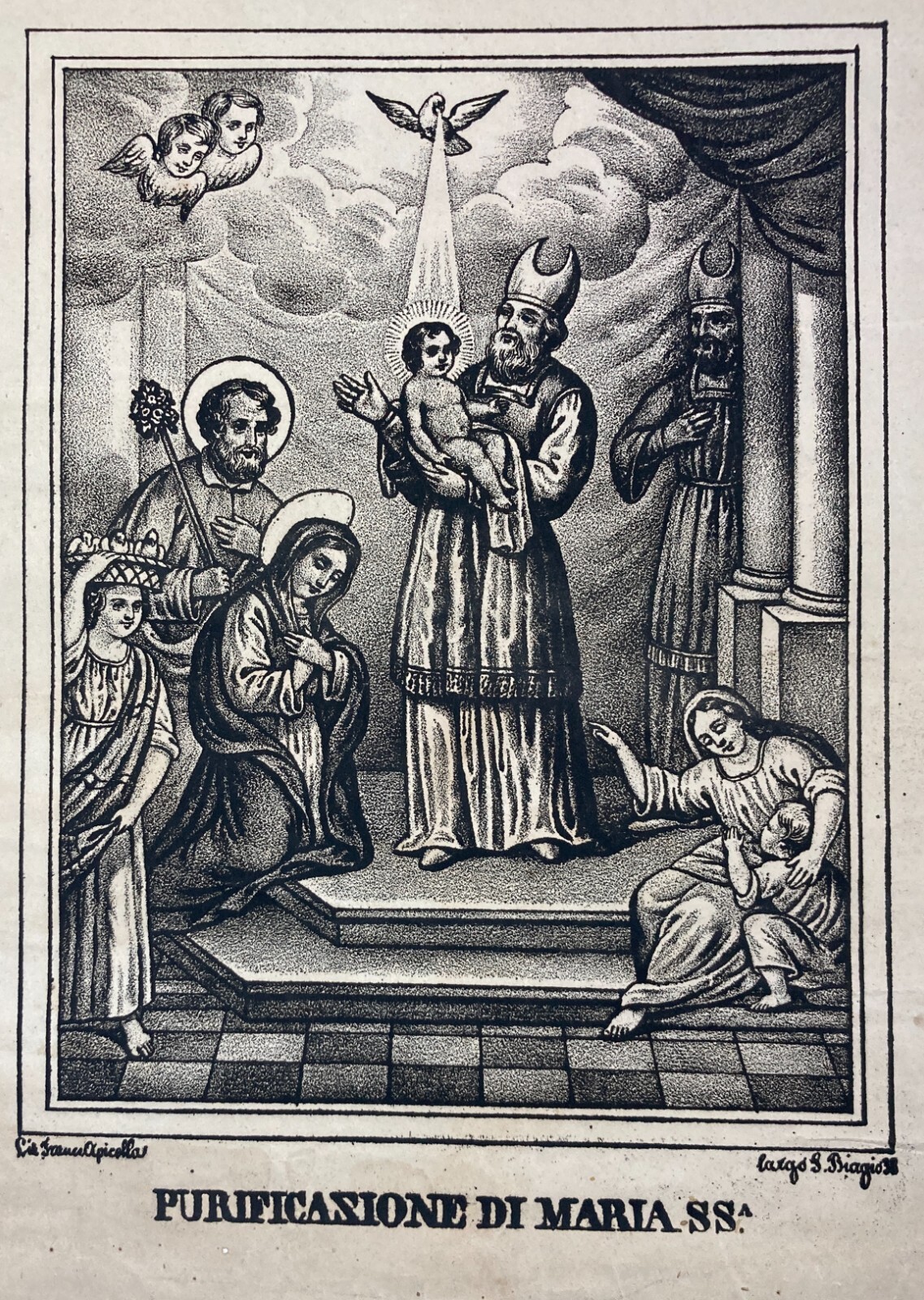 Arte Popolare Devozionale: Purificazione Di Maria Santissima, Antica Litografia