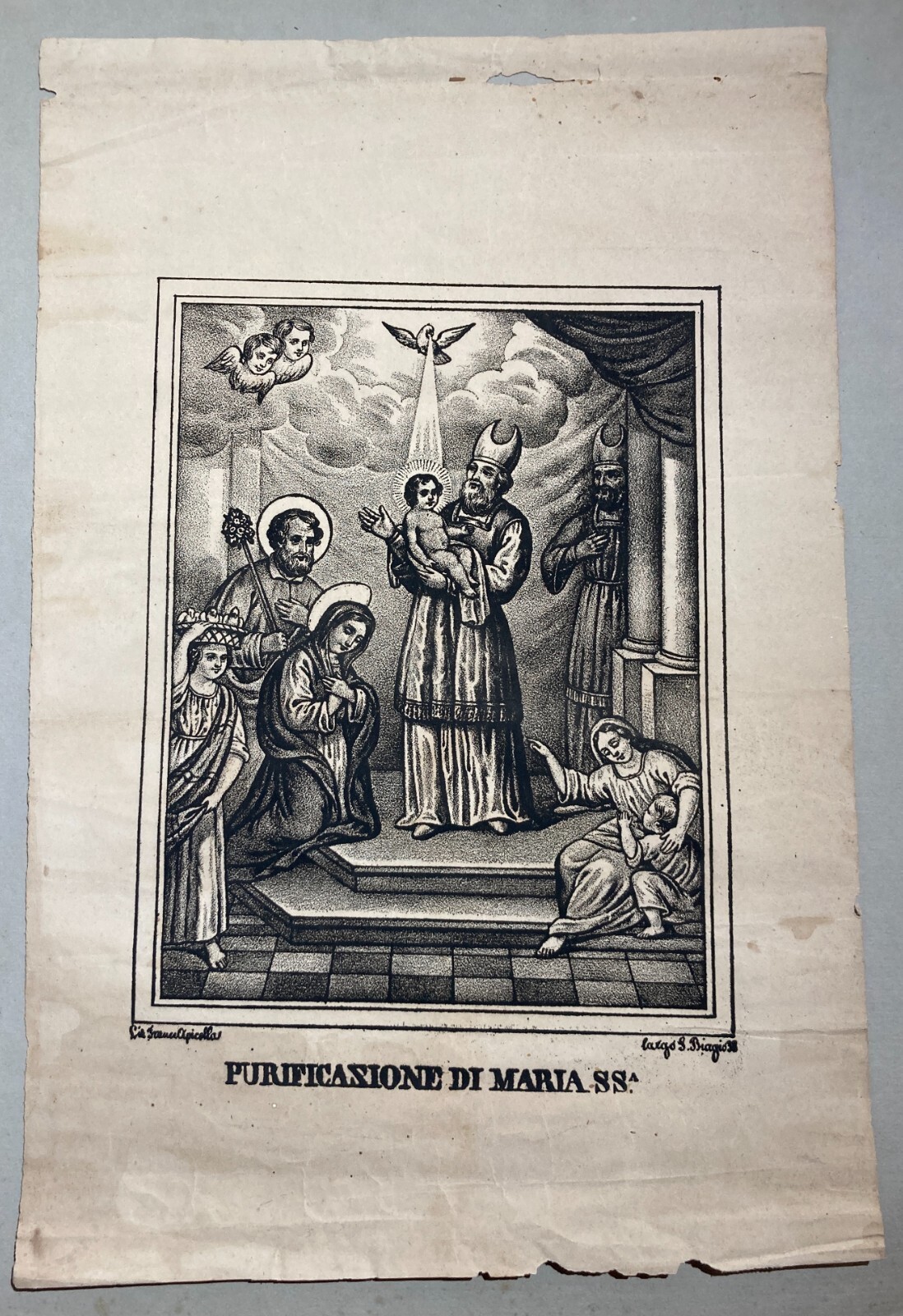 Arte Popolare Devozionale: Purificazione Di Maria Santissima, Antica Litografia