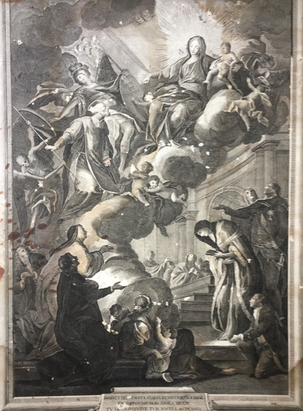 Scenografica Stampa Devozionale: Allegoria Della Morte, San Michele E San Andrea