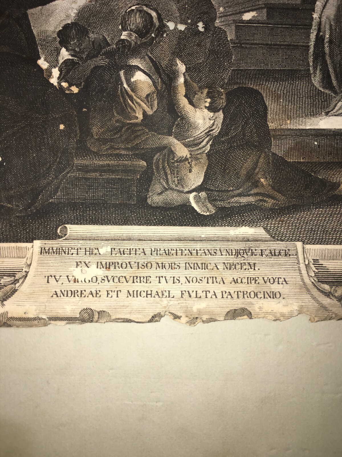 Scenografica Stampa Devozionale: Allegoria Della Morte, San Michele E San Andrea