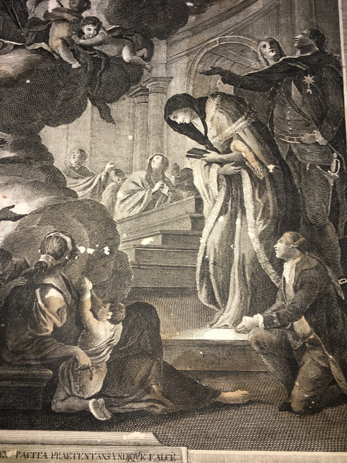 Scenografica Stampa Devozionale: Allegoria Della Morte, San Michele E San Andrea