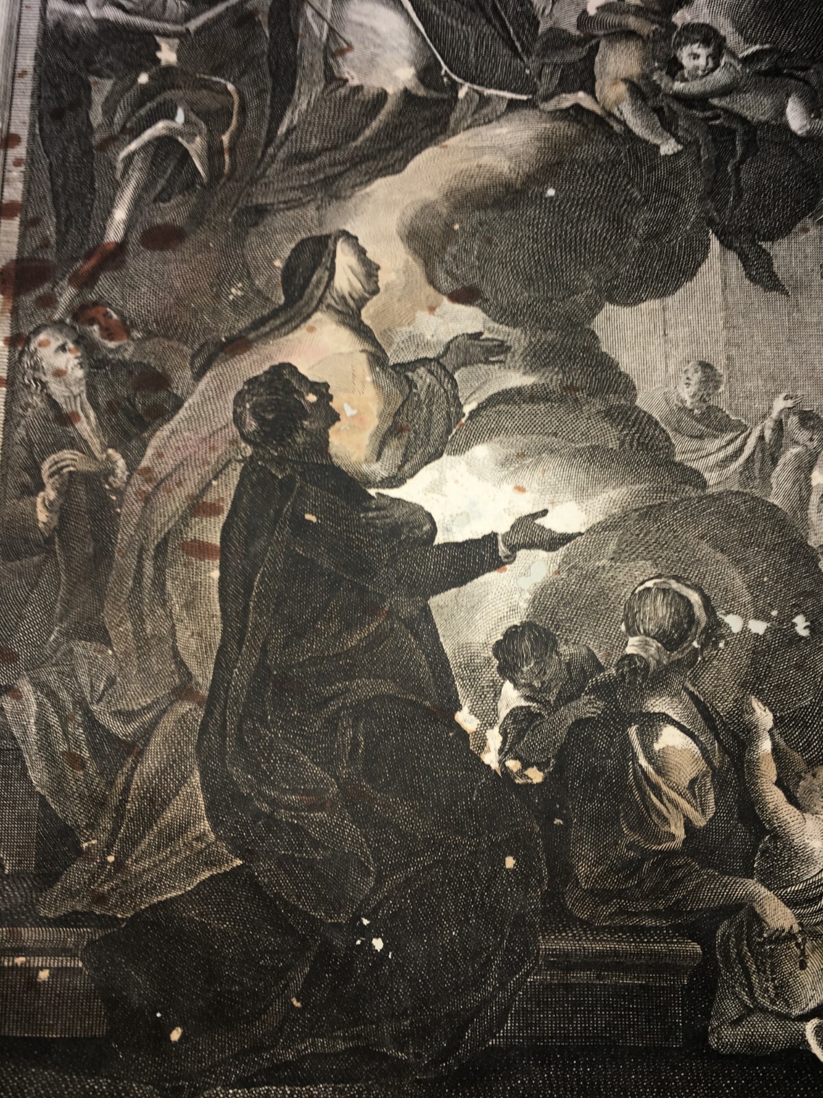 Scenografica Stampa Devozionale: Allegoria Della Morte, San Michele E San Andrea