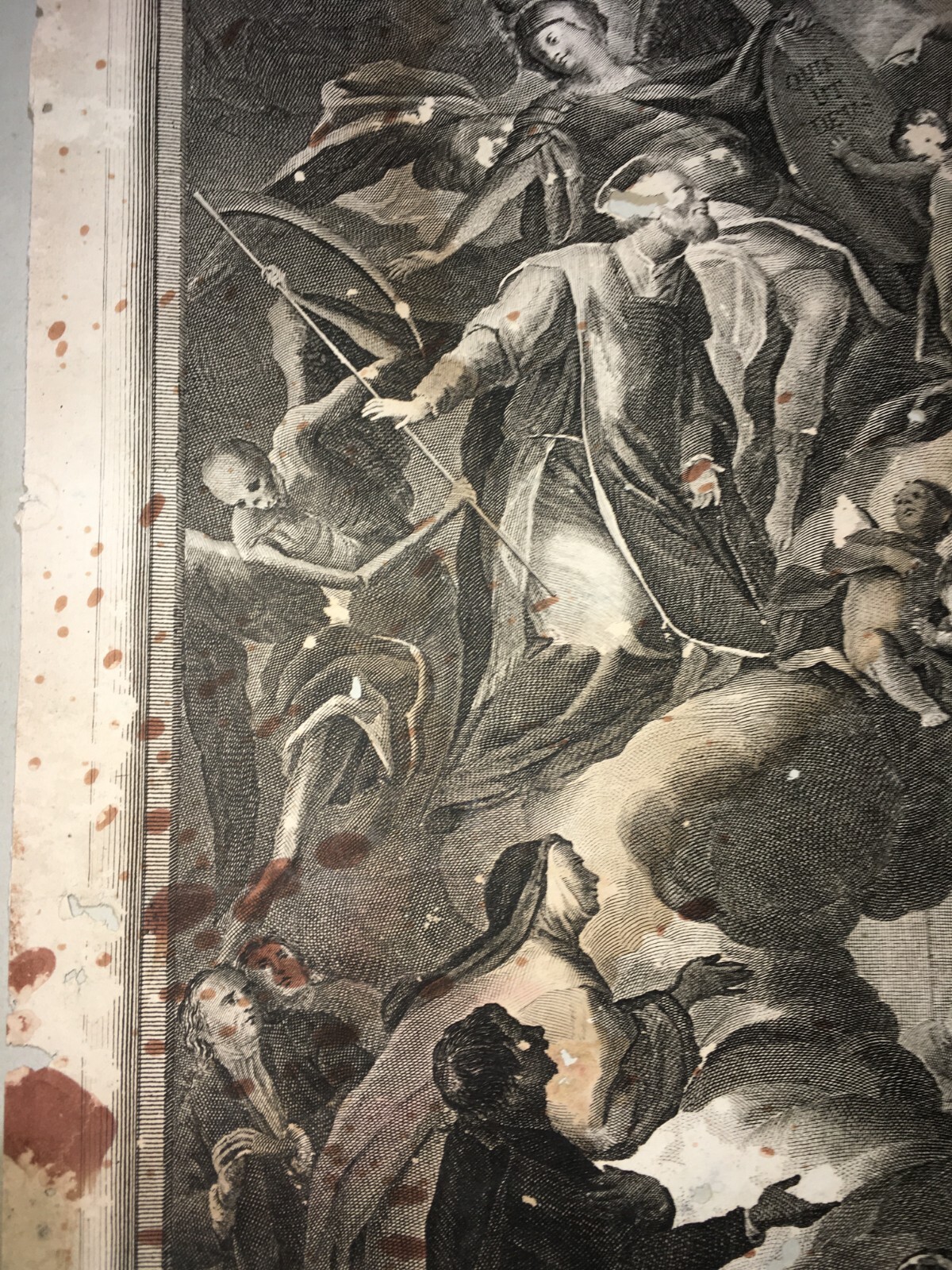 Scenografica Stampa Devozionale: Allegoria Della Morte, San Michele E San Andrea