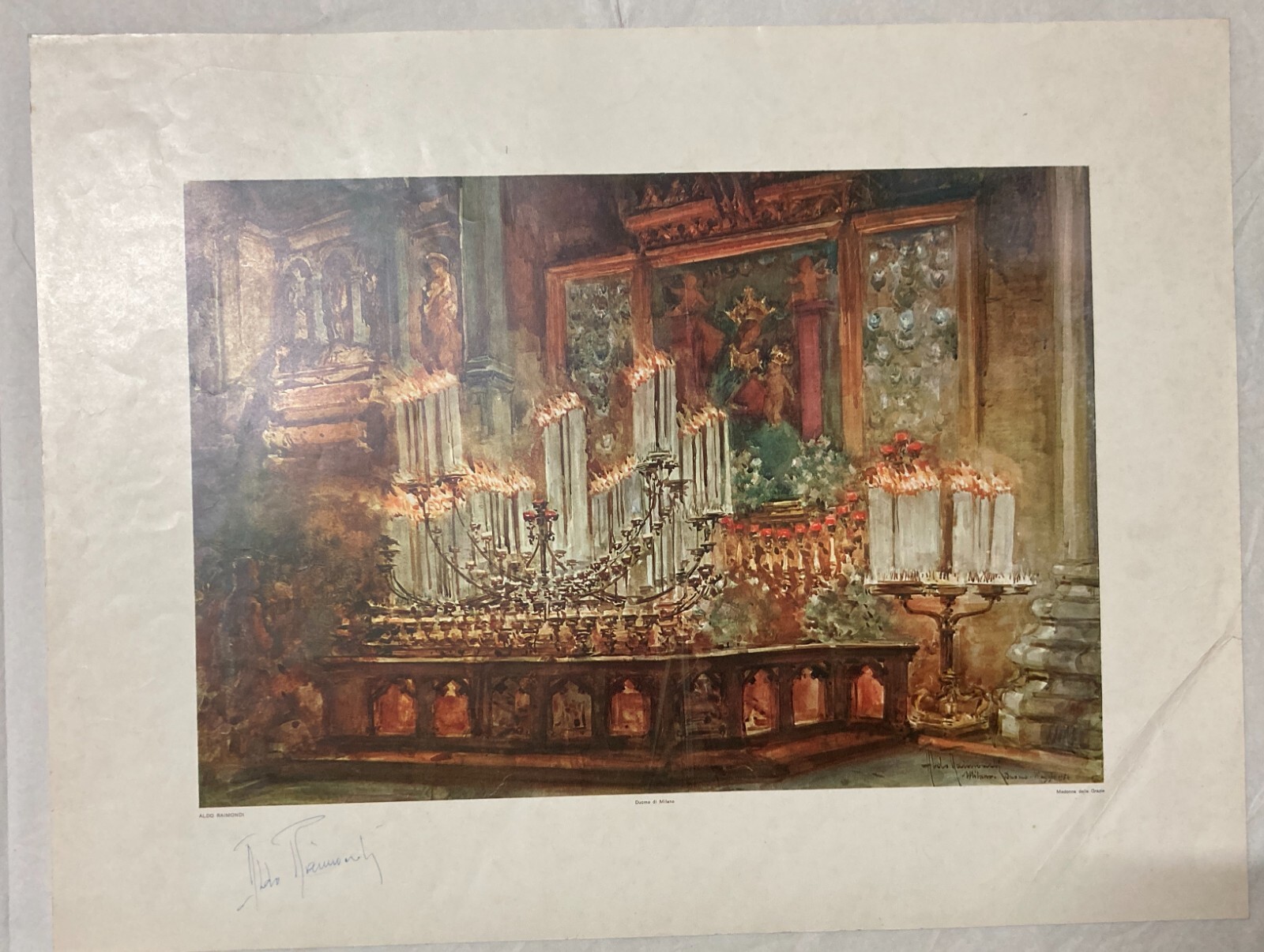 Milano, Duomo, Madonna Delle Grazie. Veduta Dell'Interno Dell'Artista Aldo Raimondi, Firmata