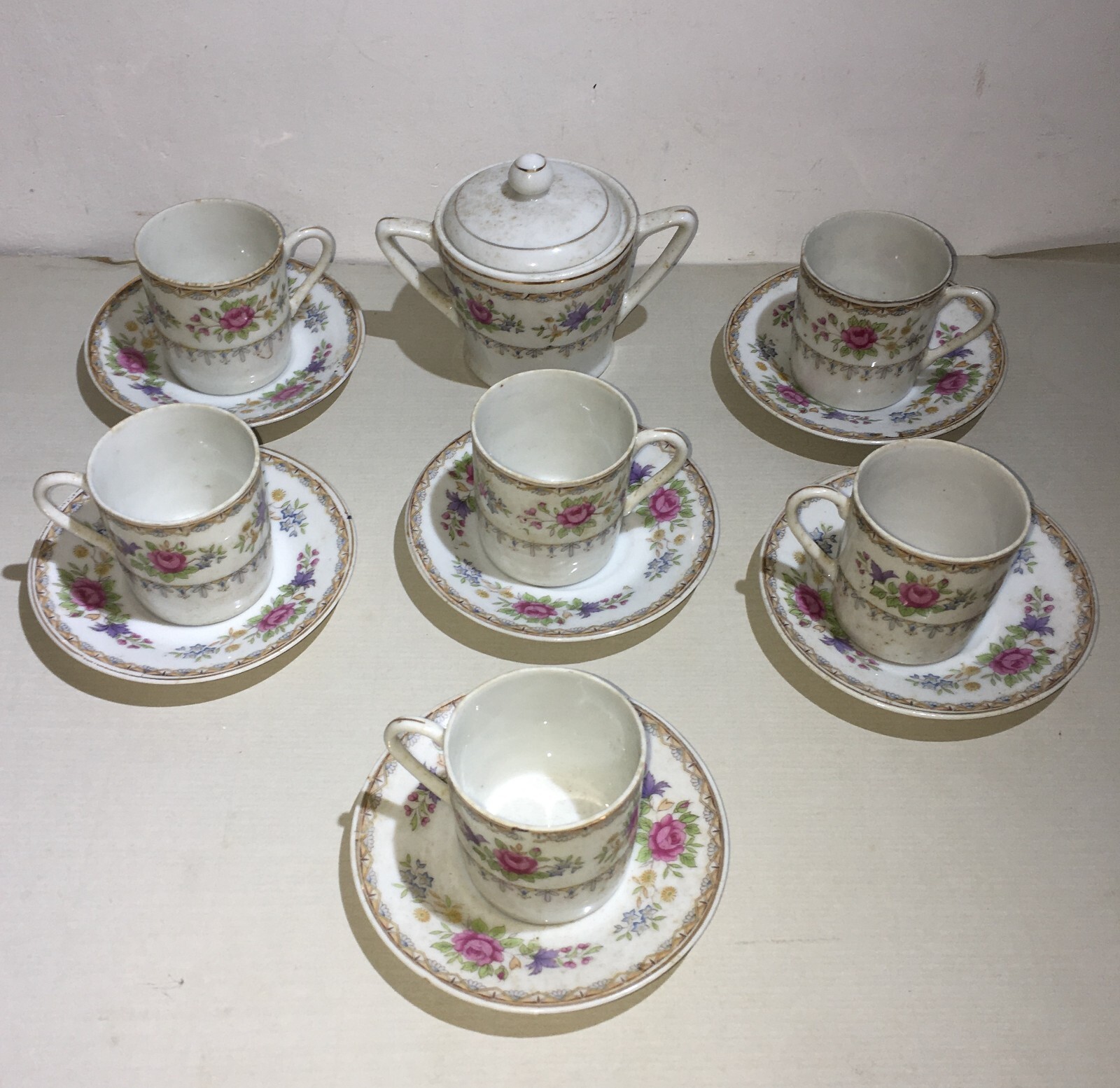 Servizio Da Caffè Royal Porzelan Con Decoro Floreale, Metà '900