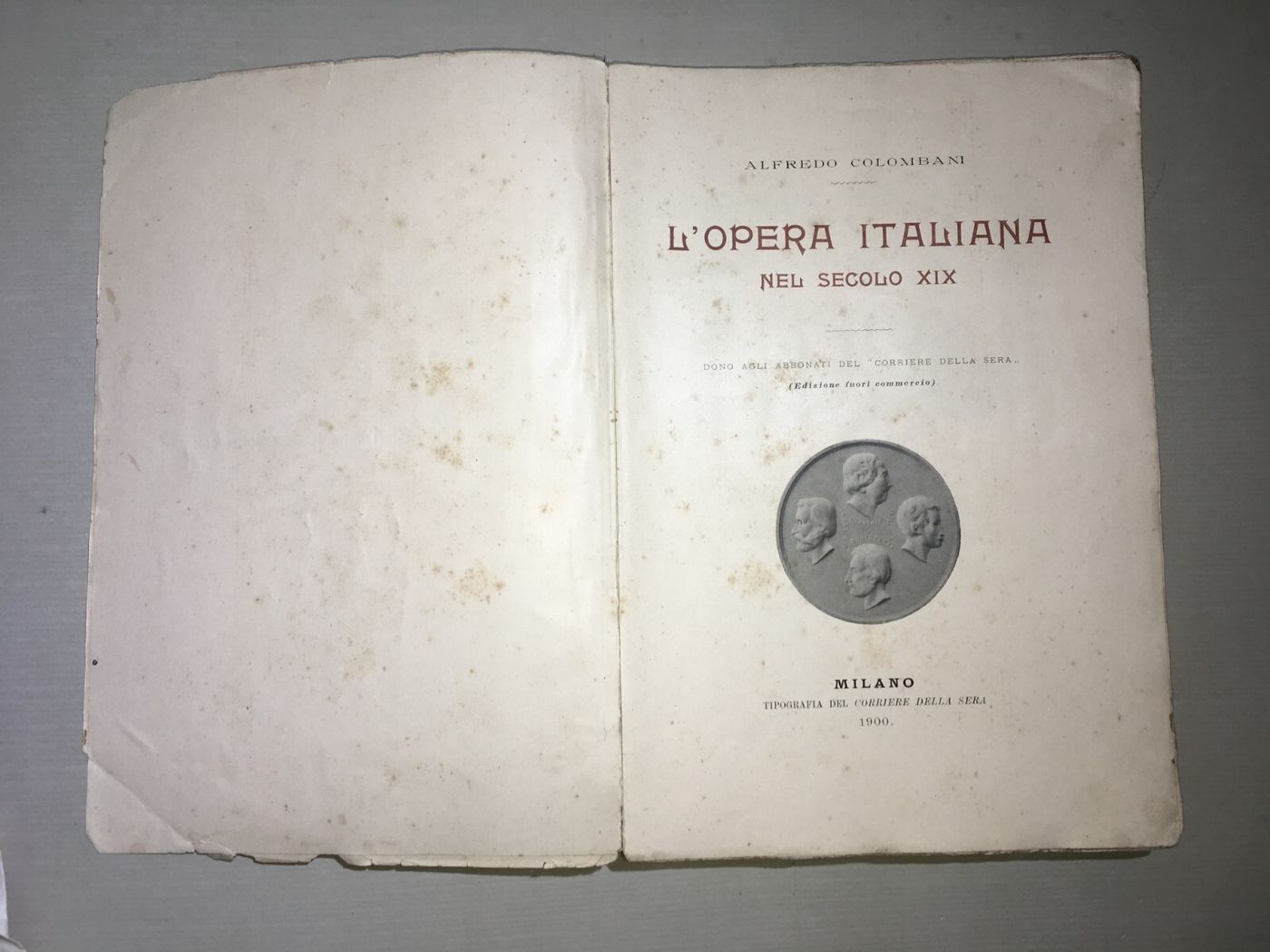 Teatro, Musica, Musicisti: L'Opera Teatrale Italiana   Colombani   Antica Edizione   1900