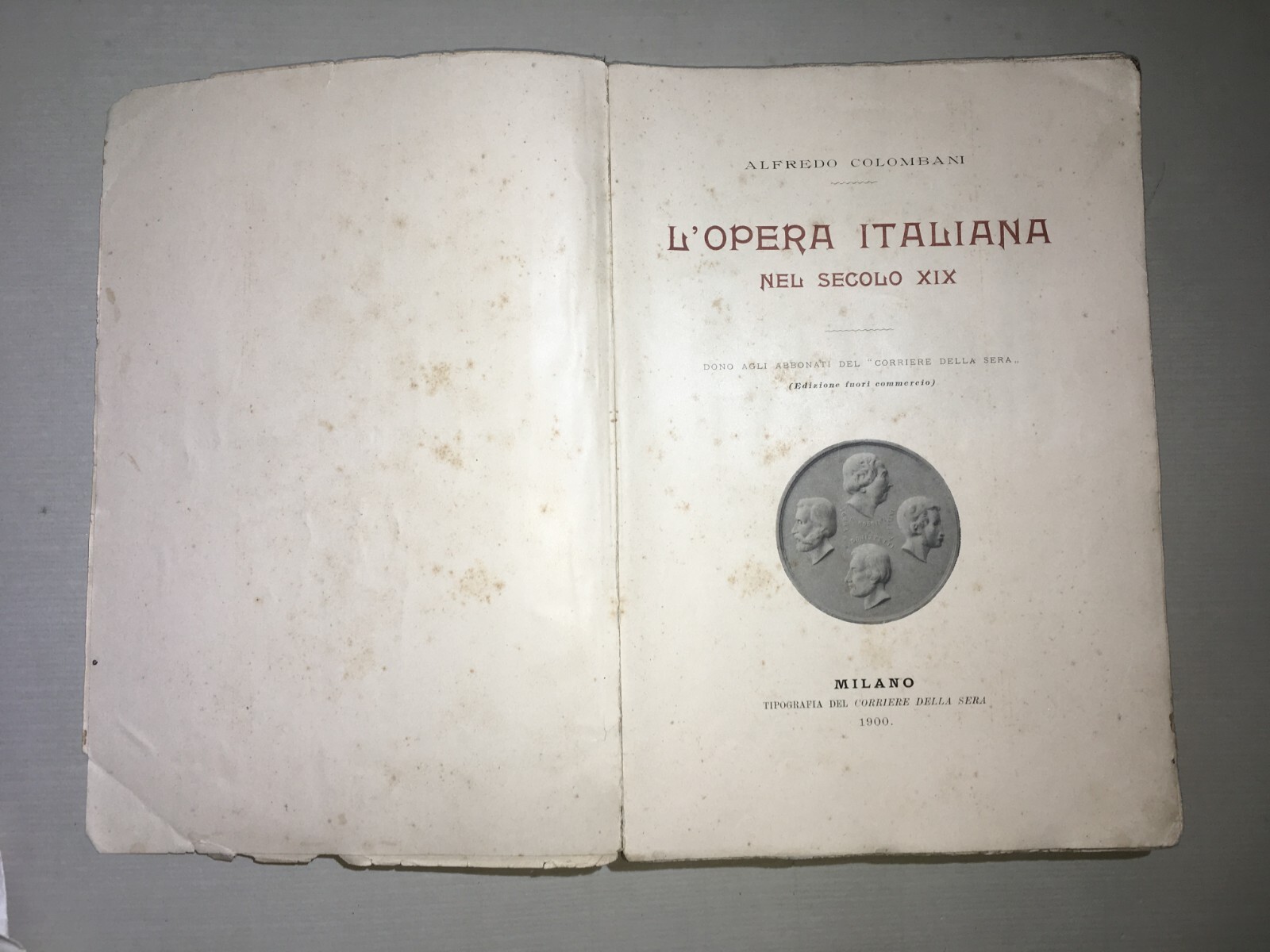 Teatro, Musica, Musicisti: L'Opera Teatrale Italiana   Colombani   Antica Edizione   1900