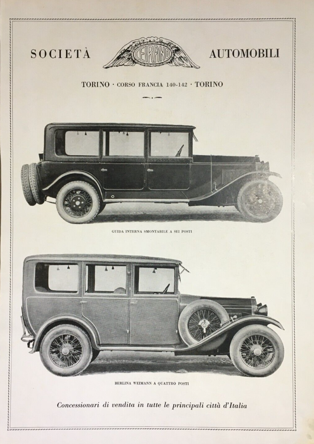 Motori, Auto, Automobili Ceirano, Torino, Berlina Weimann, Candele A.C., Lindbergh