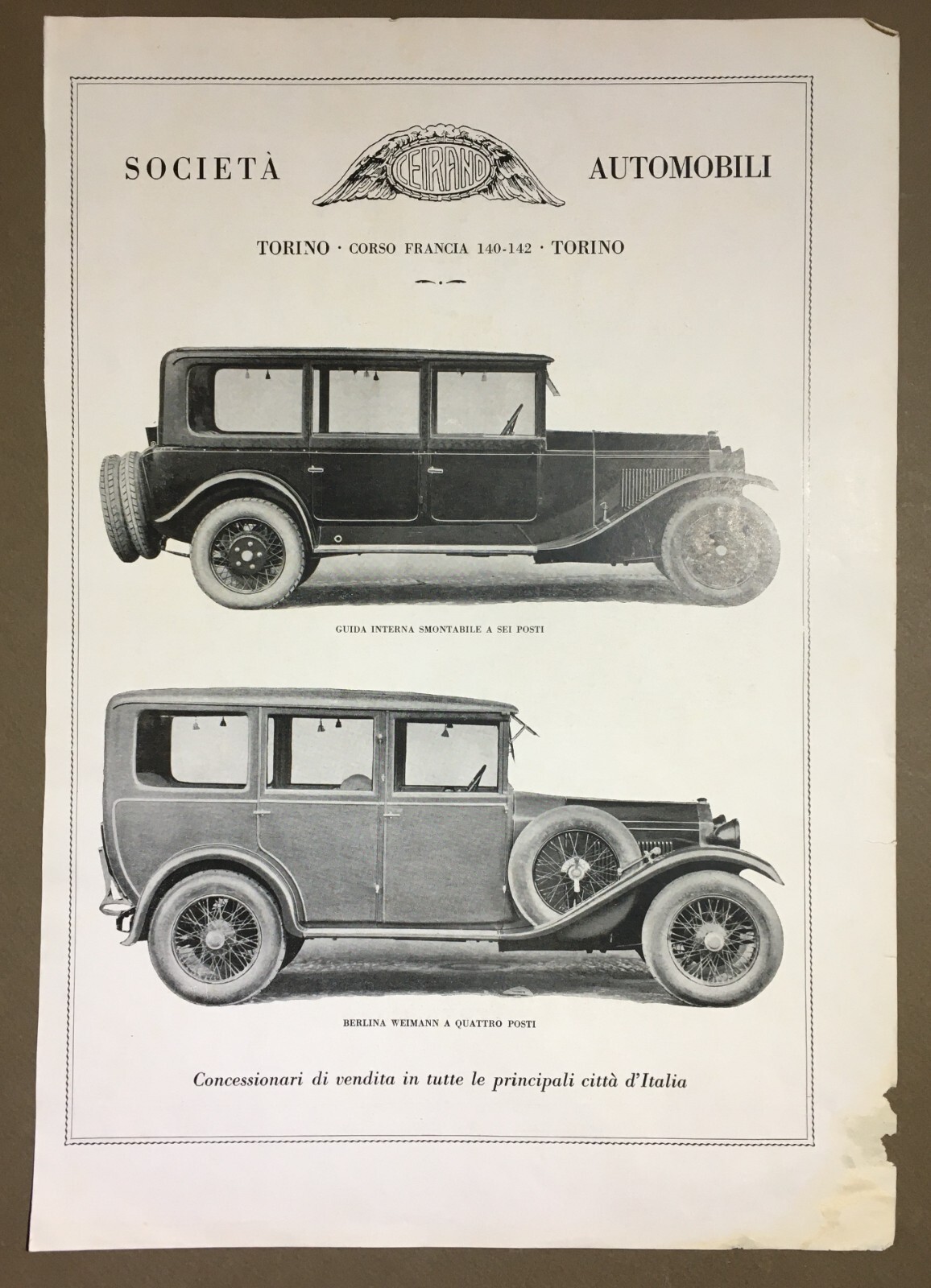 Motori, Auto, Automobili Ceirano, Torino, Berlina Weimann, Candele A.C., Lindbergh