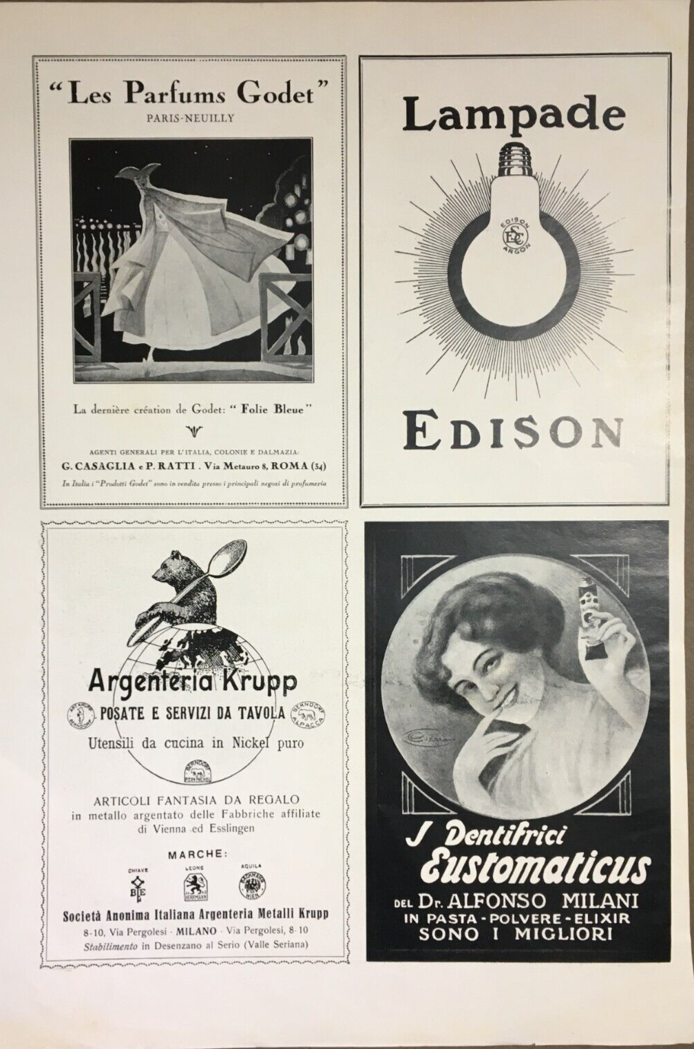 Motori, Auto, Automobili Itala Torino, Godet, Lampade Edison, Krupp, Milani Dentifrici
