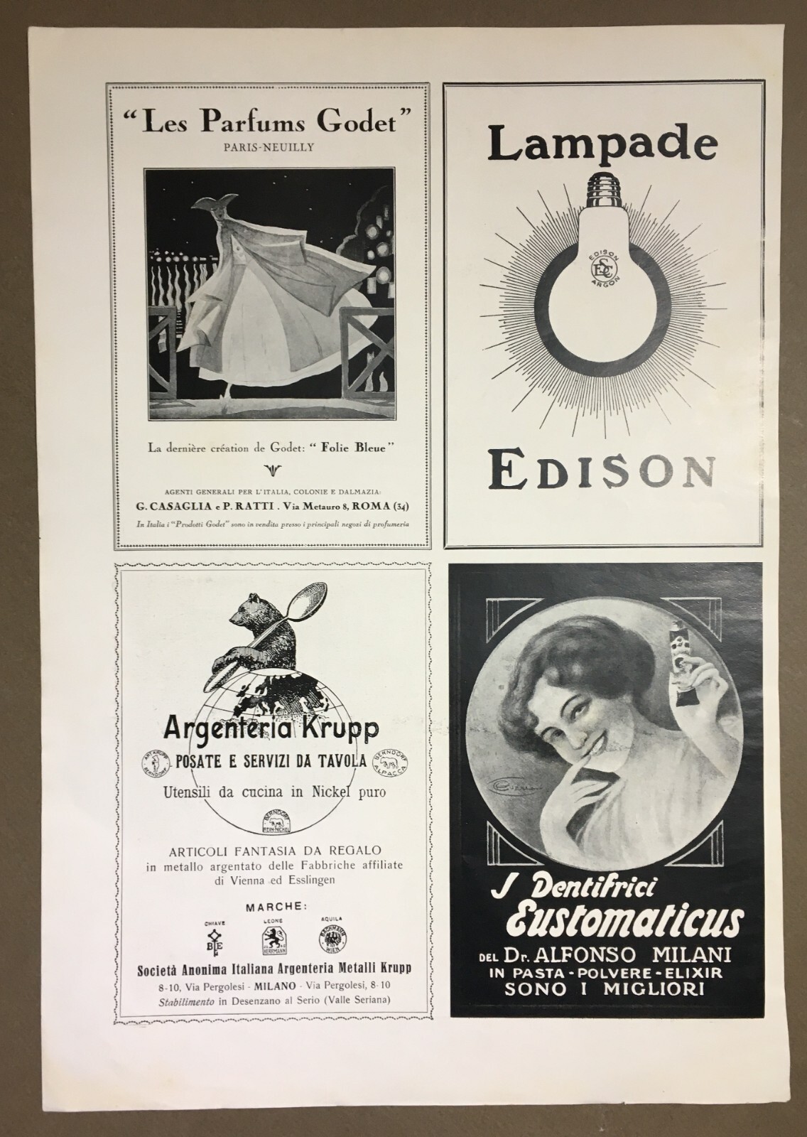 Motori, Auto, Automobili Itala Torino, Godet, Lampade Edison, Krupp, Milani Dentifrici