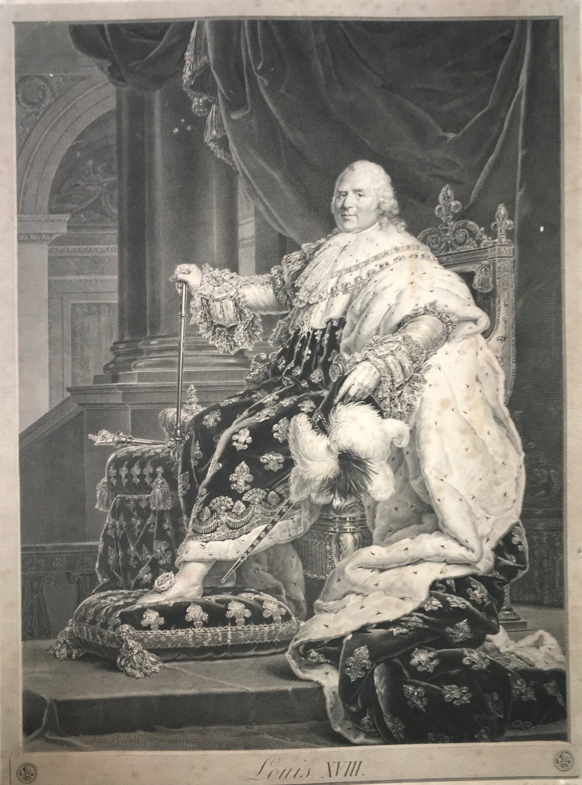 Luigi XVIII: Ritratto Reale Inciso Da Massard (da Gérard), 1819