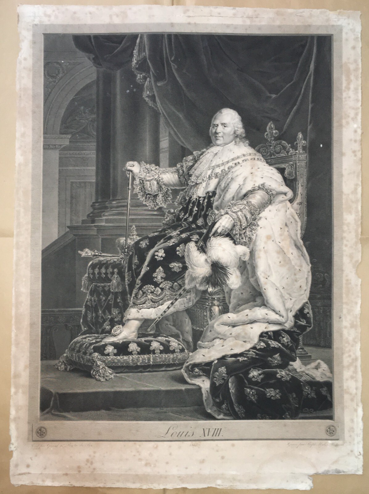 Luigi XVIII: Ritratto Reale Inciso Da Massard (da Gérard), 1819