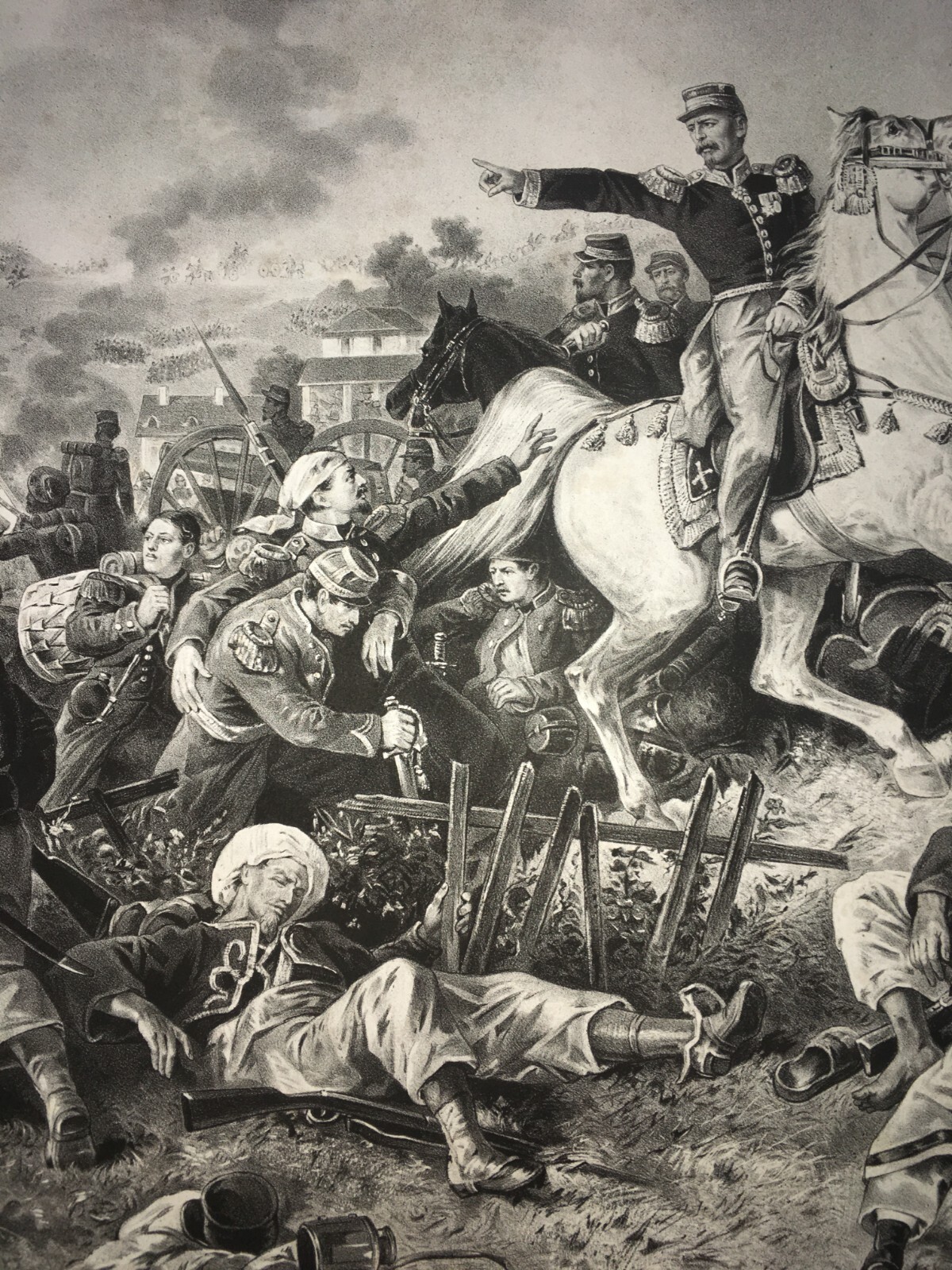 Militaria: Scena Di Battaglia A Wörth, Ritirata Di Mac Mahon, 1870, Antica Incisione