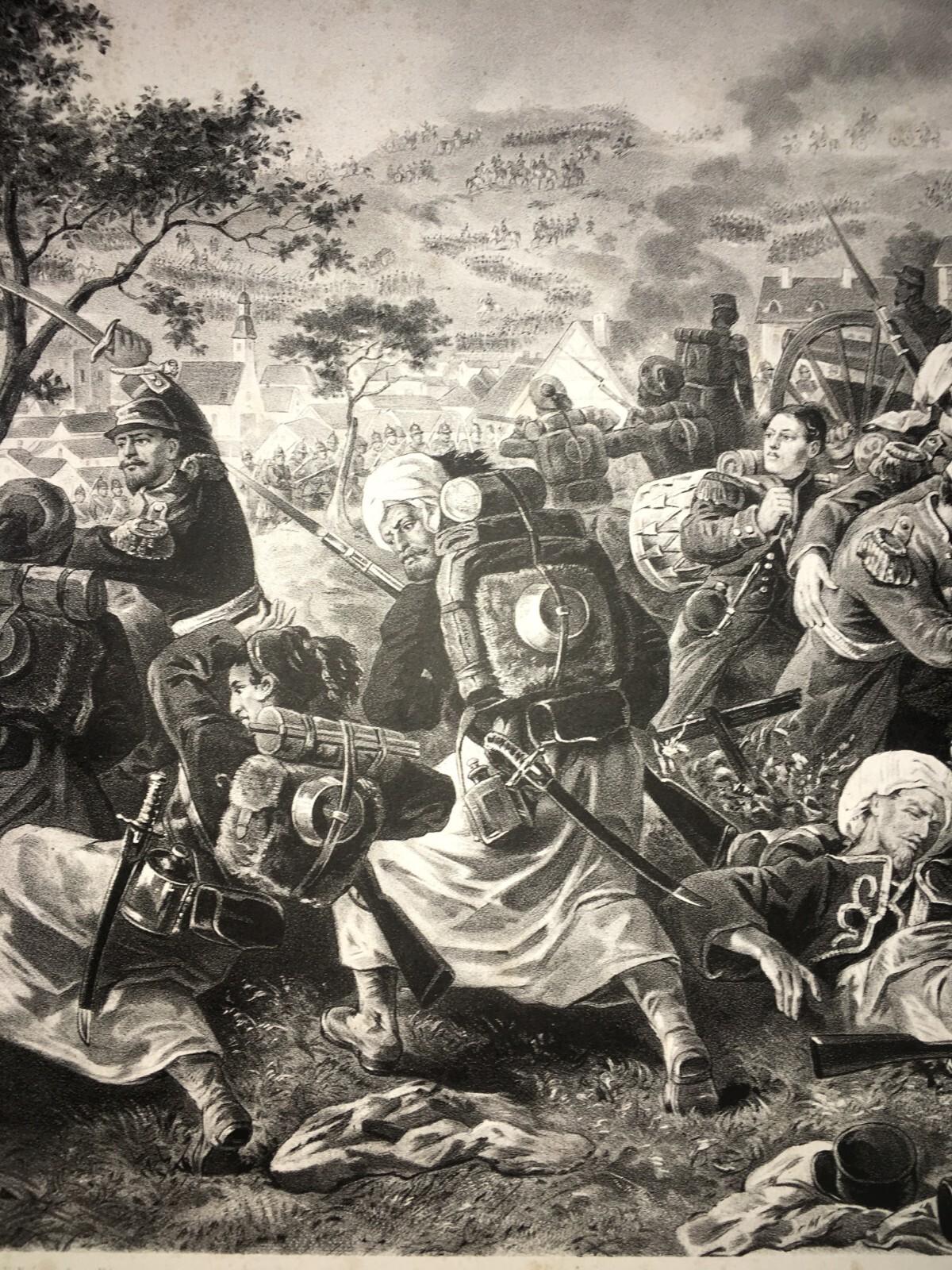 Militaria: Scena Di Battaglia A Wörth, Ritirata Di Mac Mahon, 1870, Antica Incisione