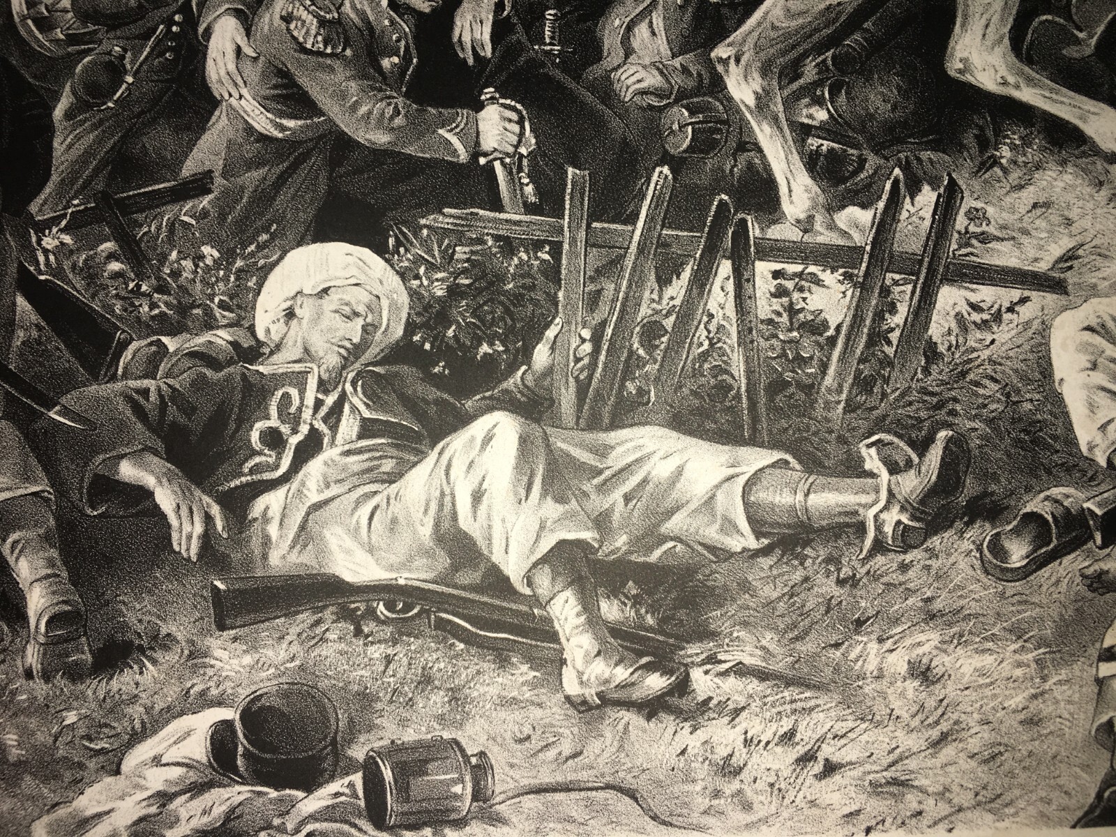 Militaria: Scena Di Battaglia A Wörth, Ritirata Di Mac Mahon, 1870, Antica Incisione