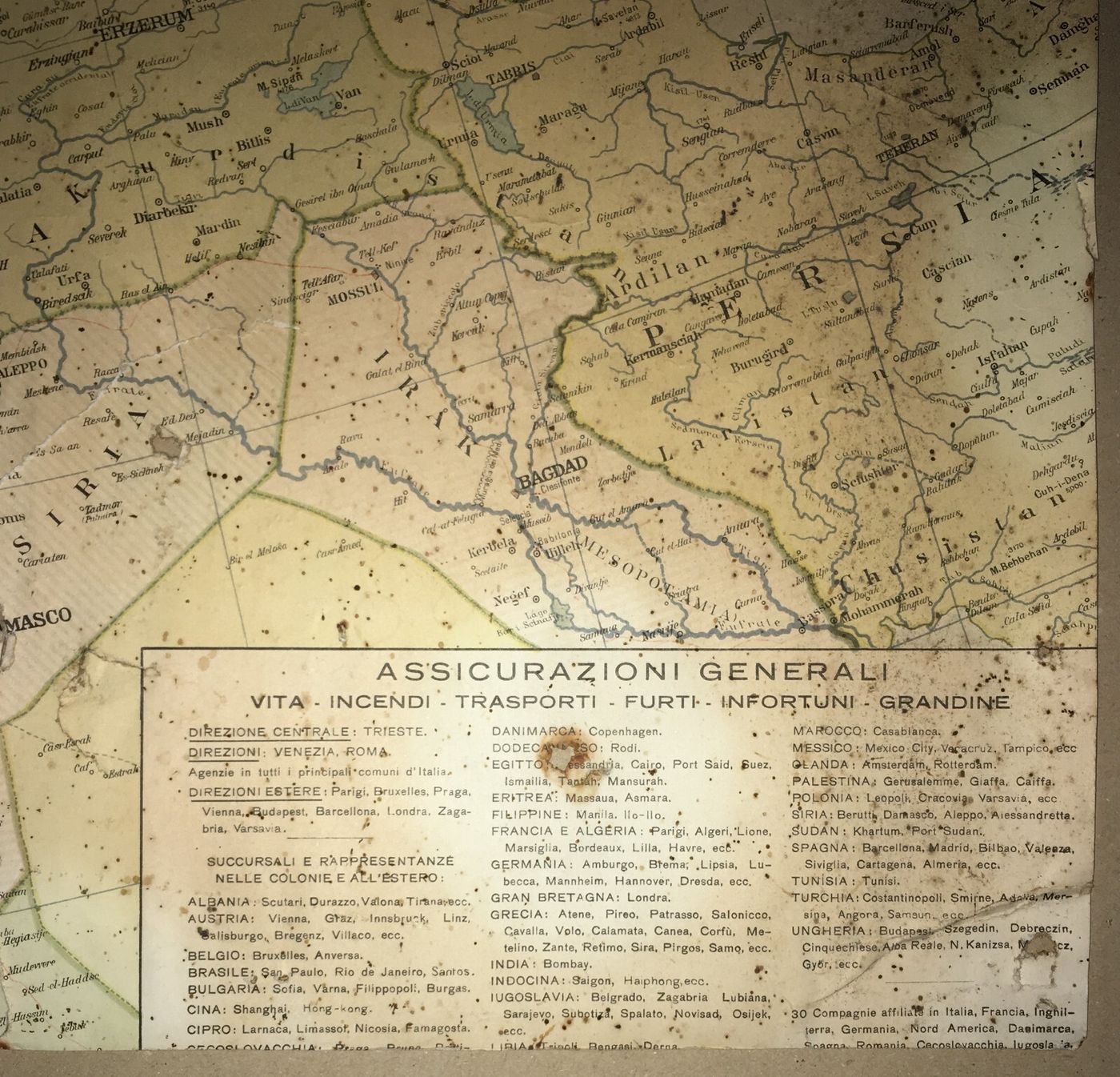 Cartografia Europea: L'Europa Nel 1926   Assicurazioni Generali