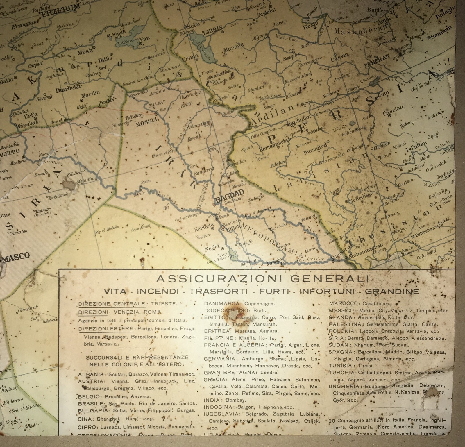 Cartografia Europea: L'Europa Nel 1926   Assicurazioni Generali