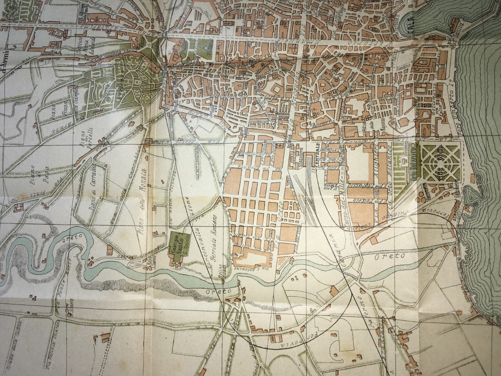 Palermo   Antica Mappa Topografica Con Stradario, Palazzi E Alberghi