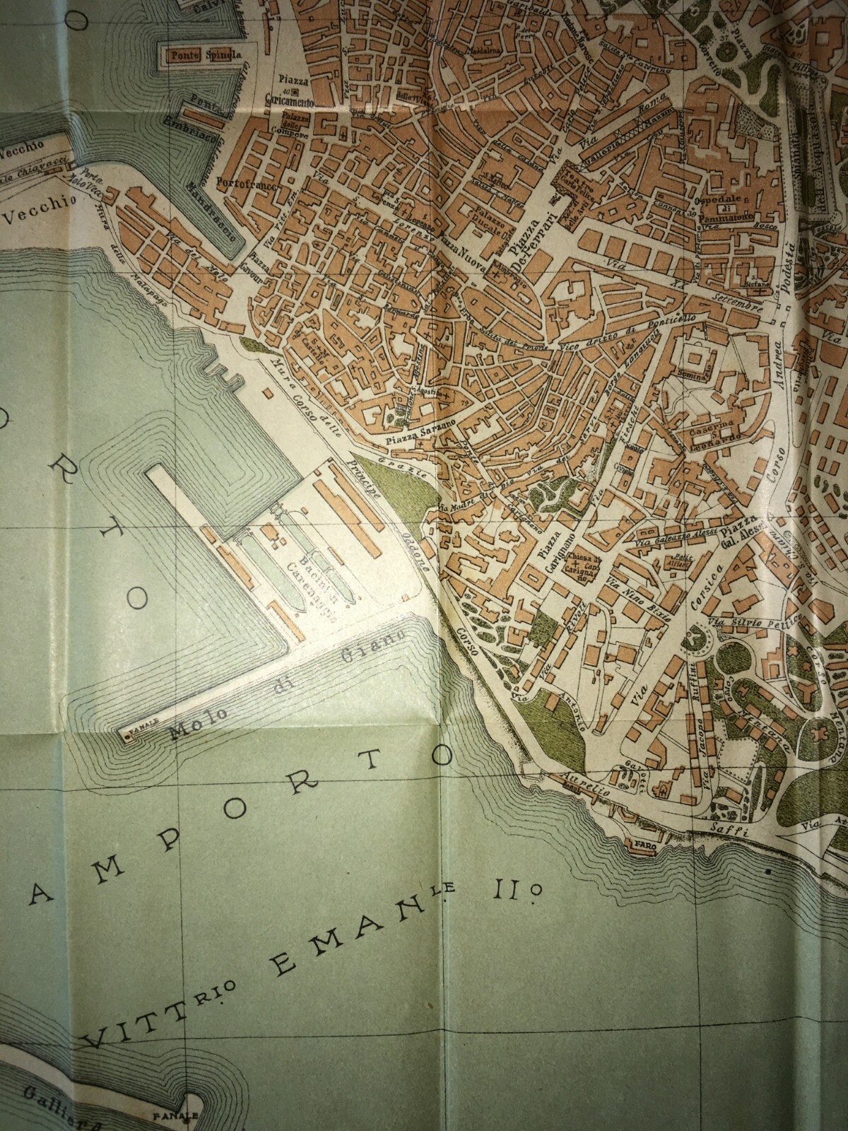 Genova: Antica Mappa Topografica E Stradario Cittadino Con Palazzi, Chiese, Teatri E Porto