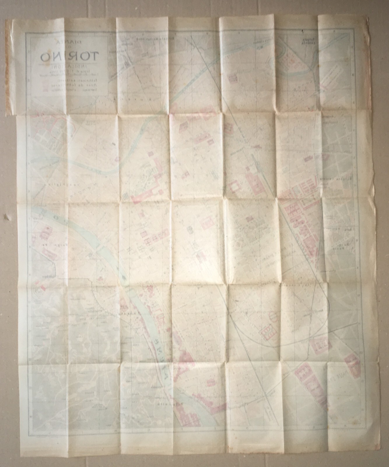 Torino: Antica Mappa Topografica, Stradario Cittadino, Palazzi, Chiese, Ospedali, 1910 Circa