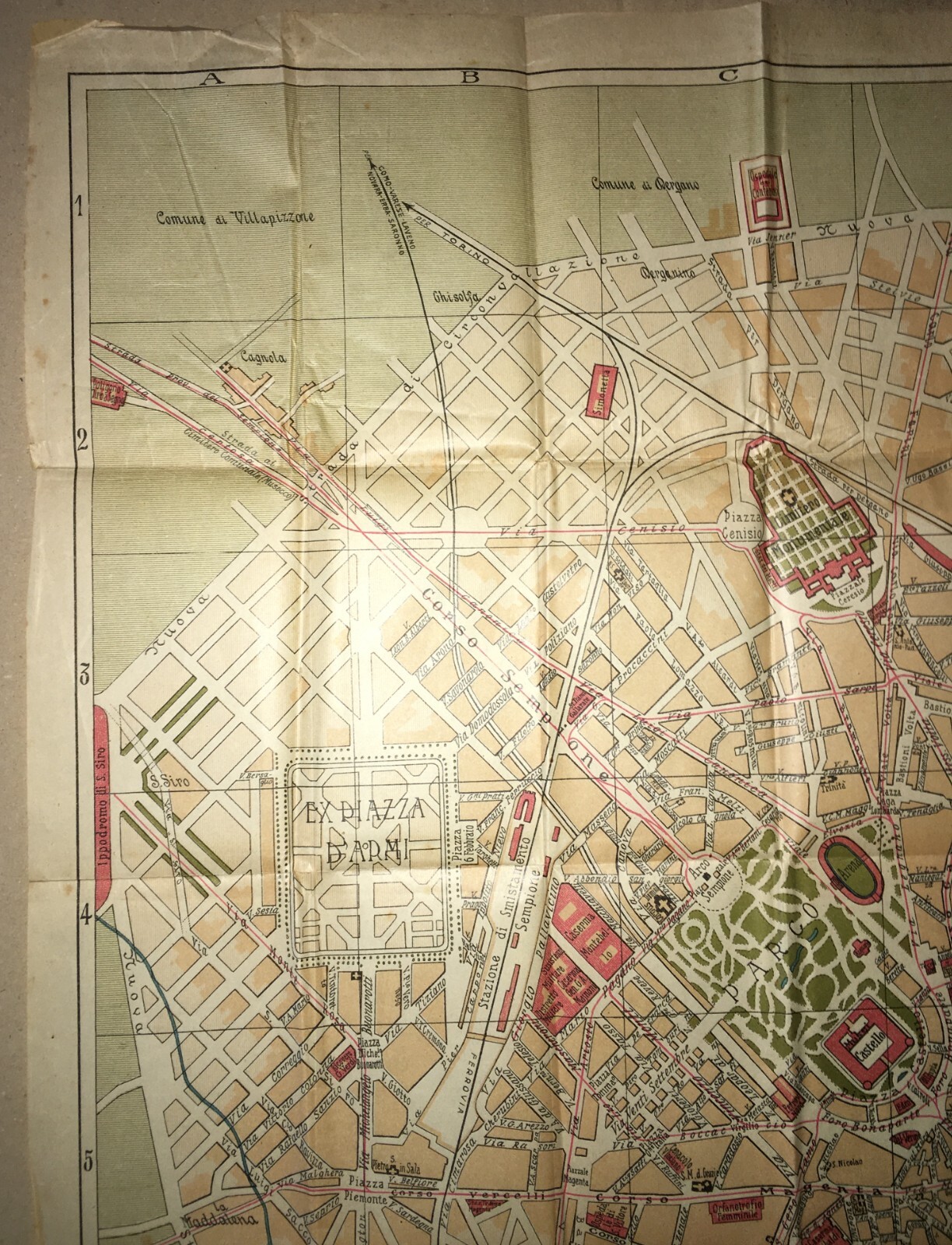Milano: Antica Mappa Topografica, Stradario Cittadino E Giardini