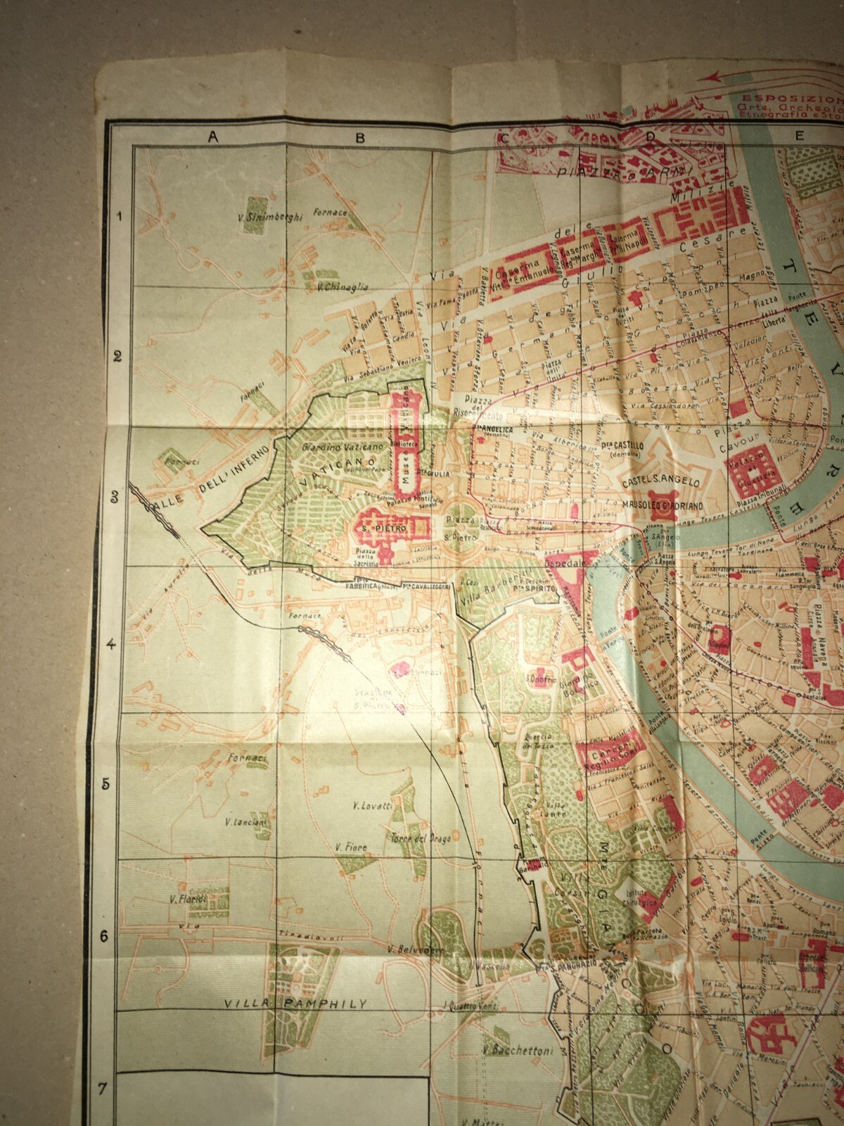 Roma   Antica Mappa Topografica, Stradario Cittadino E Tramvie (1910 Circa)