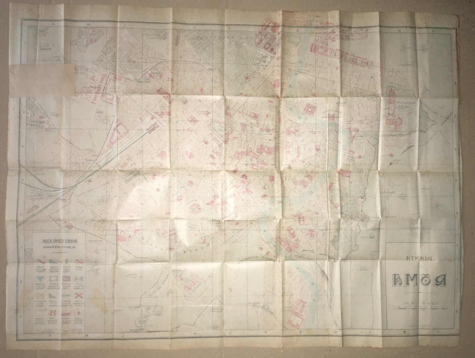 Roma   Antica Mappa Topografica, Stradario Cittadino E Tramvie (1910 Circa)