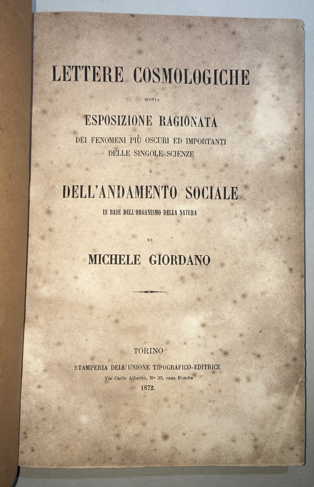 Lettere Cosmologiche Michele Giordano 1872