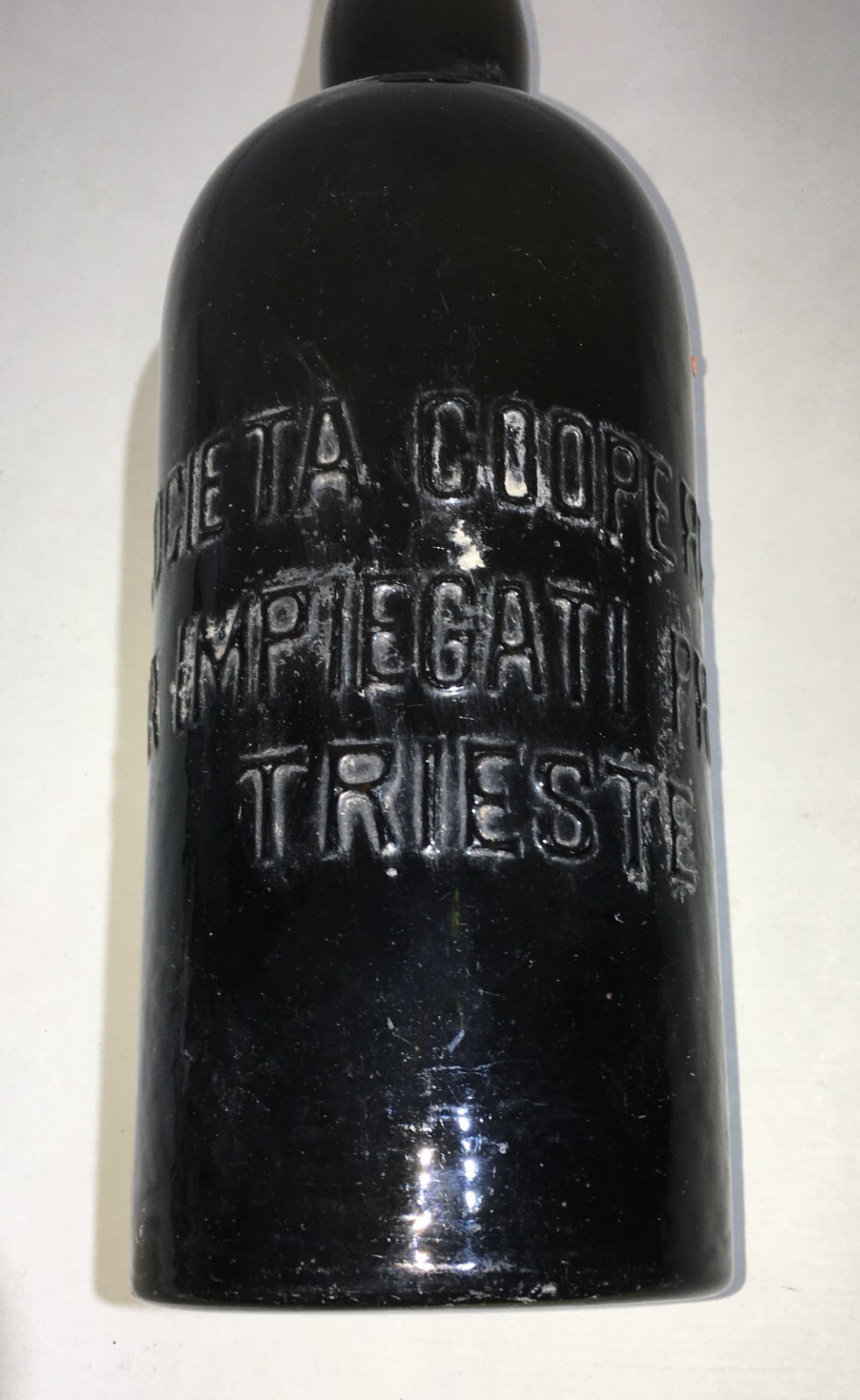 Trieste   Società Cooperativa Fra Impiegati Privati   Rara Bottiglia Pubblicitaria