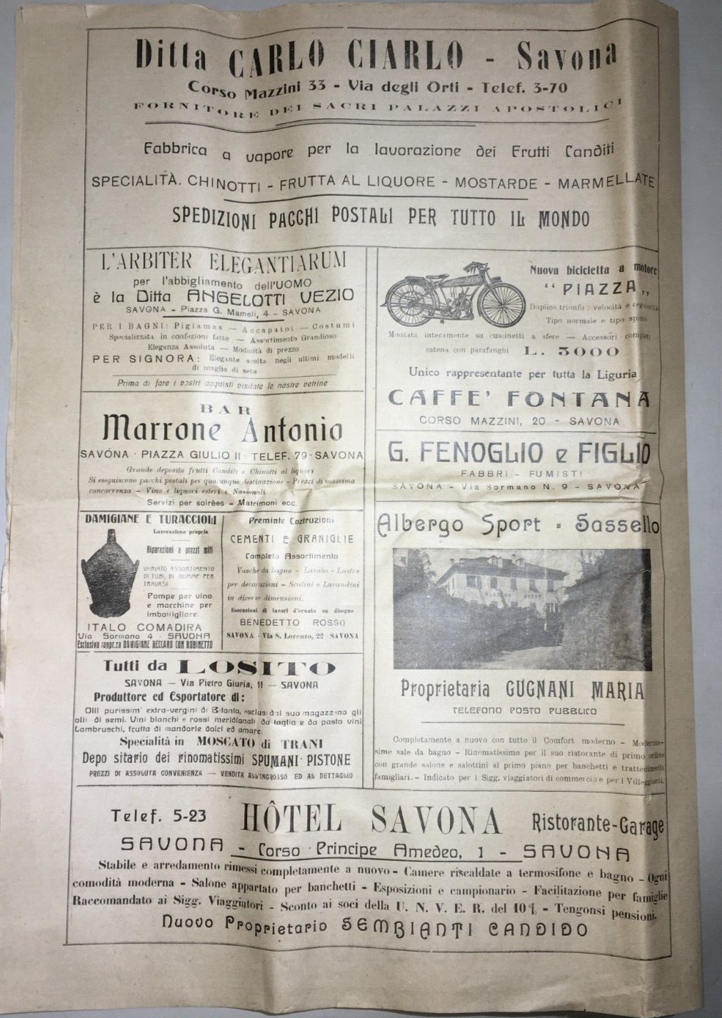 Messaggero Ligure Savona, Stefano Orioli, Fascismo, Teatro E Cinema Giornale 1924