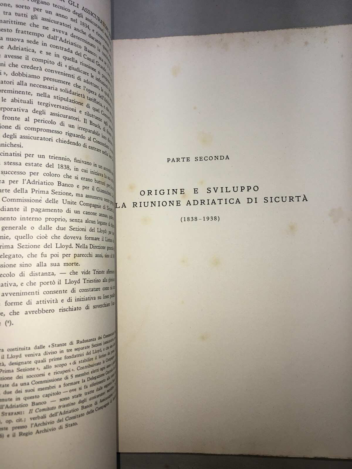 Nel Primo Centenario Della Riunione Adriatica Di Sicurtà (1838 1938)