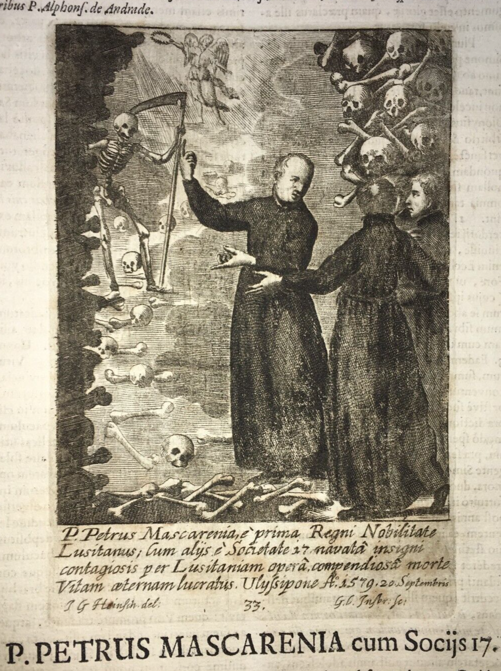 Gesuiti Illustri: Petrus Mascarenia, Portogallo. Antica Incisione, Artista Heinsch