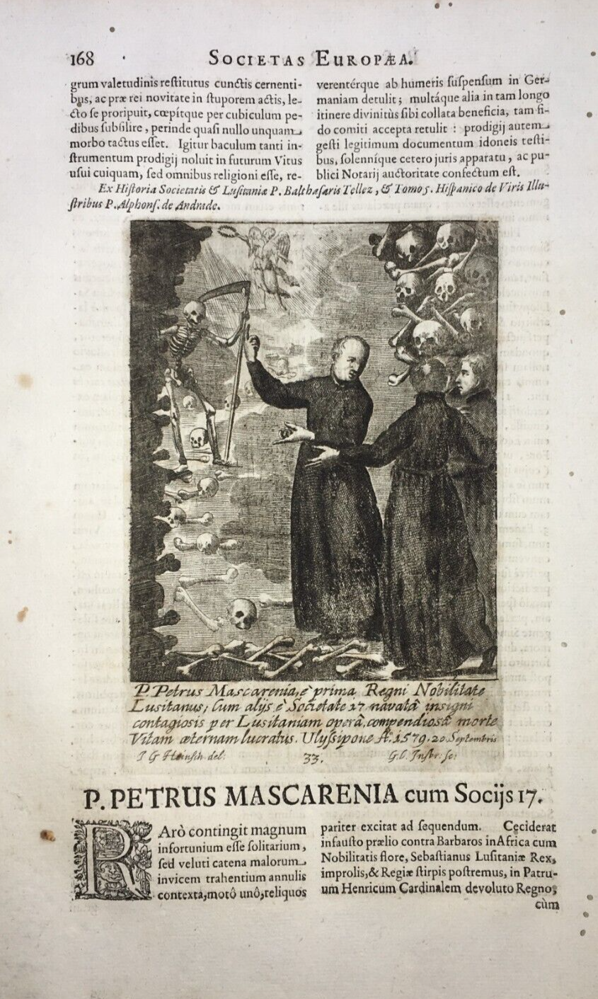 Gesuiti Illustri: Petrus Mascarenia, Portogallo. Antica Incisione, Artista Heinsch