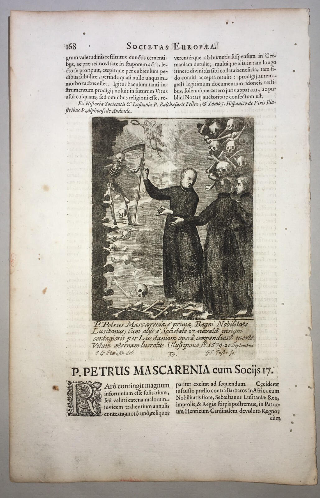 Gesuiti Illustri: Petrus Mascarenia, Portogallo. Antica Incisione, Artista Heinsch