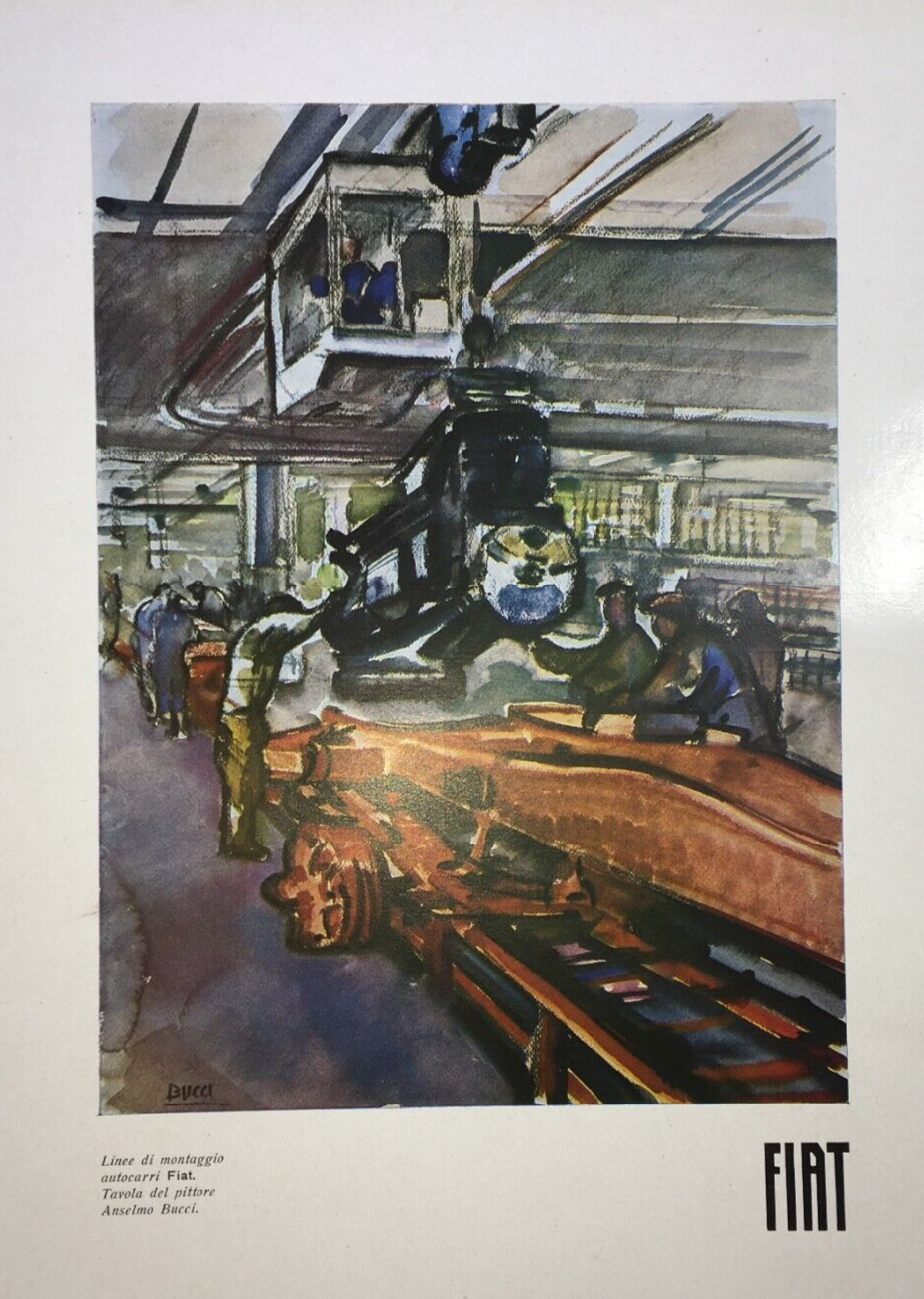Motori Autocarri Fiat, Catena Di Montaggio. Illustrazione Artistica Di Anselmo Bucci