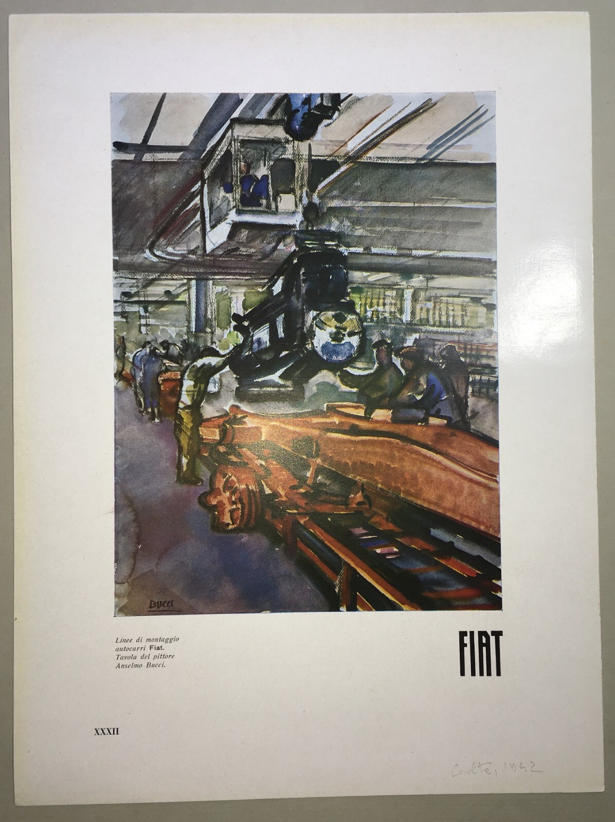 Motori Autocarri Fiat, Catena Di Montaggio. Illustrazione Artistica Di Anselmo Bucci
