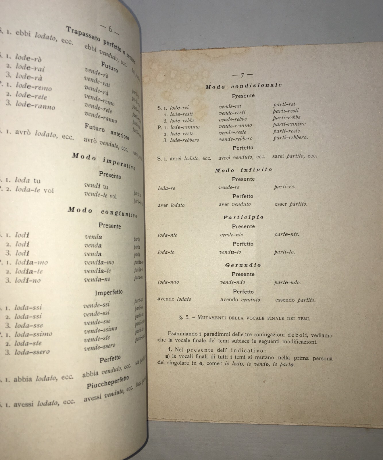 Pedagogia, Scuola E Grammatica: Verbi Italiani   Chiminello   Como   Editore Grossi   1896