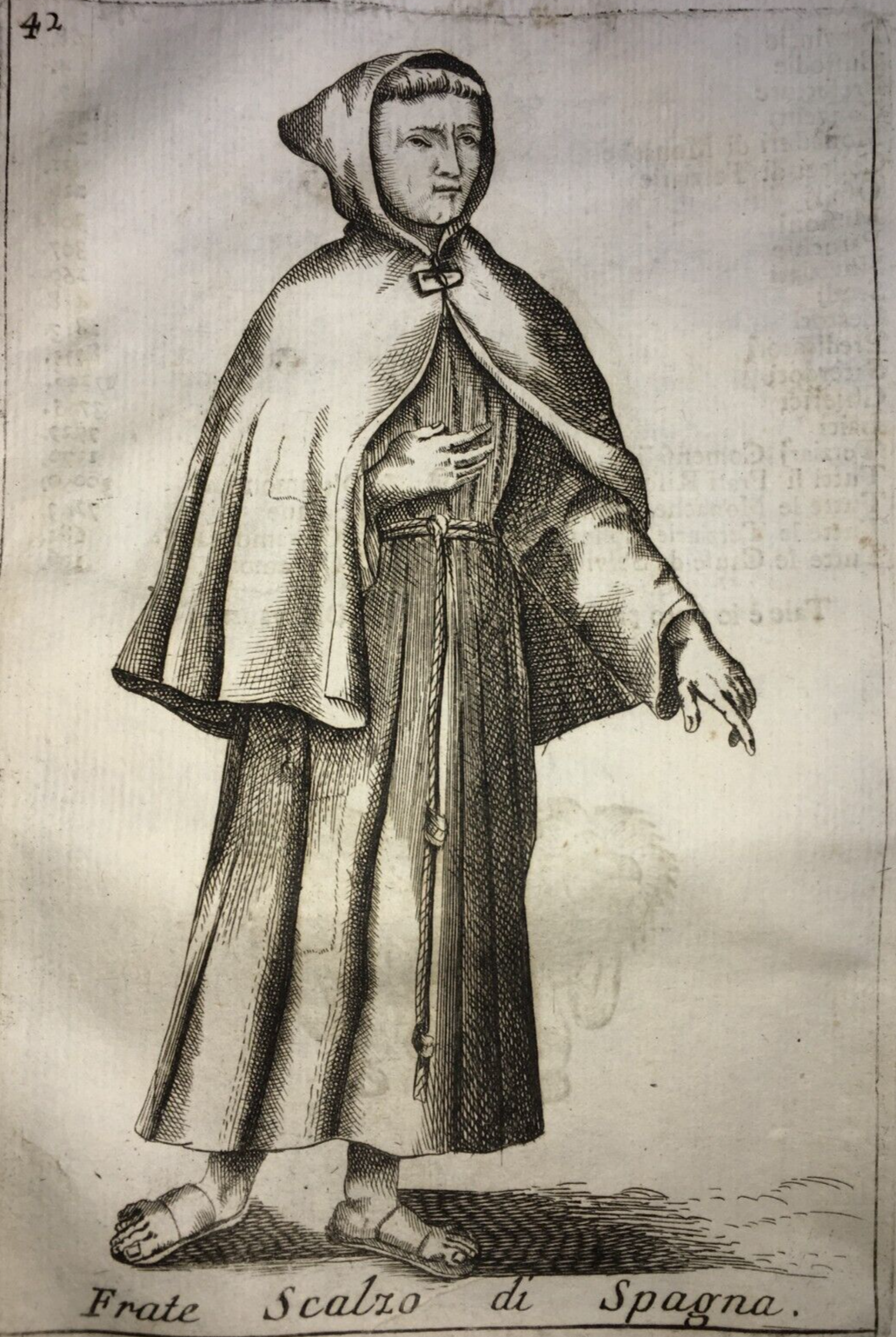 Costumi, Abiti Religiosi: Frate Scalzo Di Spagna, Alcantarini. Incisione Del XVIII Secolo