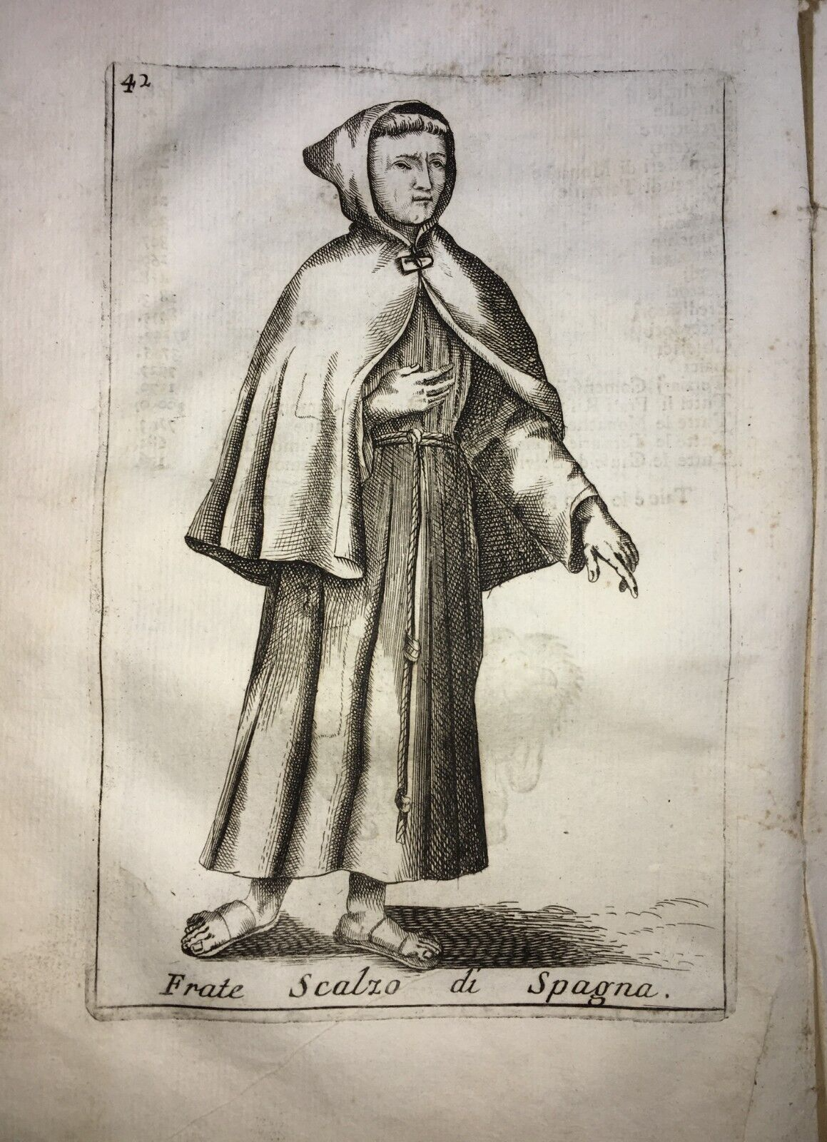 Costumi, Abiti Religiosi: Frate Scalzo Di Spagna, Alcantarini. Incisione Del XVIII Secolo