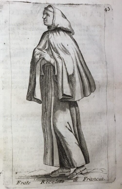 Costumi E Abiti Religiosi: Frate Recolletto Di Francia. Antica Incisione.