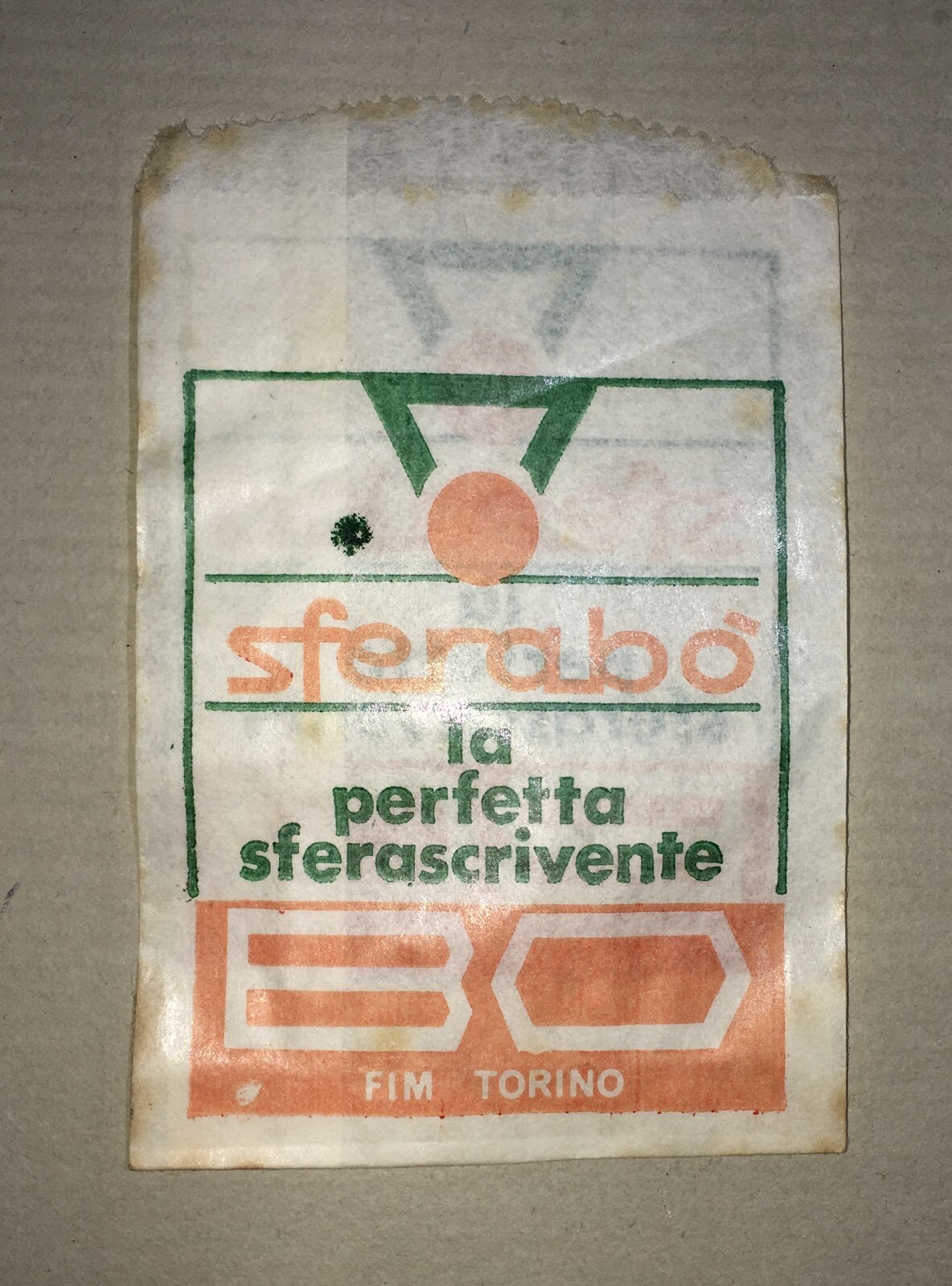 Scrittura, Calligrafia, Penne: Sferabò, Sferascrivente, FIM Torino, Bustina Pubblicitaria