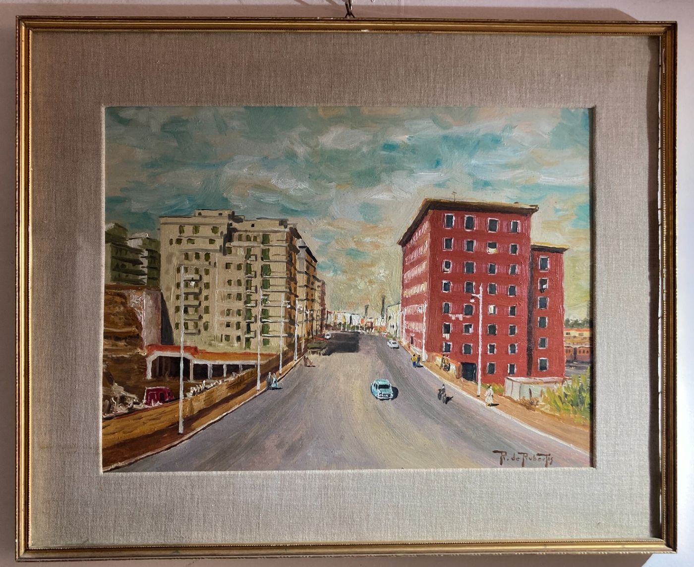 Arte   Paesaggio Urbano   Animata Veduta   Dipinto d'Epoca   R. De Robertis   Firmato   '900