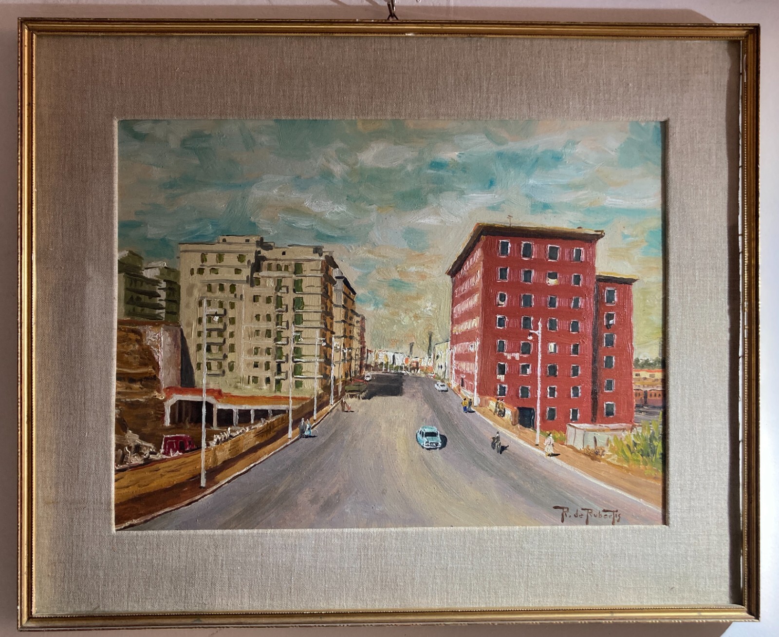 Arte   Paesaggio Urbano   Animata Veduta   Dipinto d'Epoca   R. De Robertis   Firmato   '900