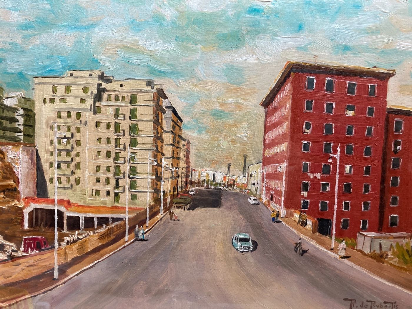 Arte   Paesaggio Urbano   Animata Veduta   Dipinto d'Epoca   R. De Robertis   Firmato   '900