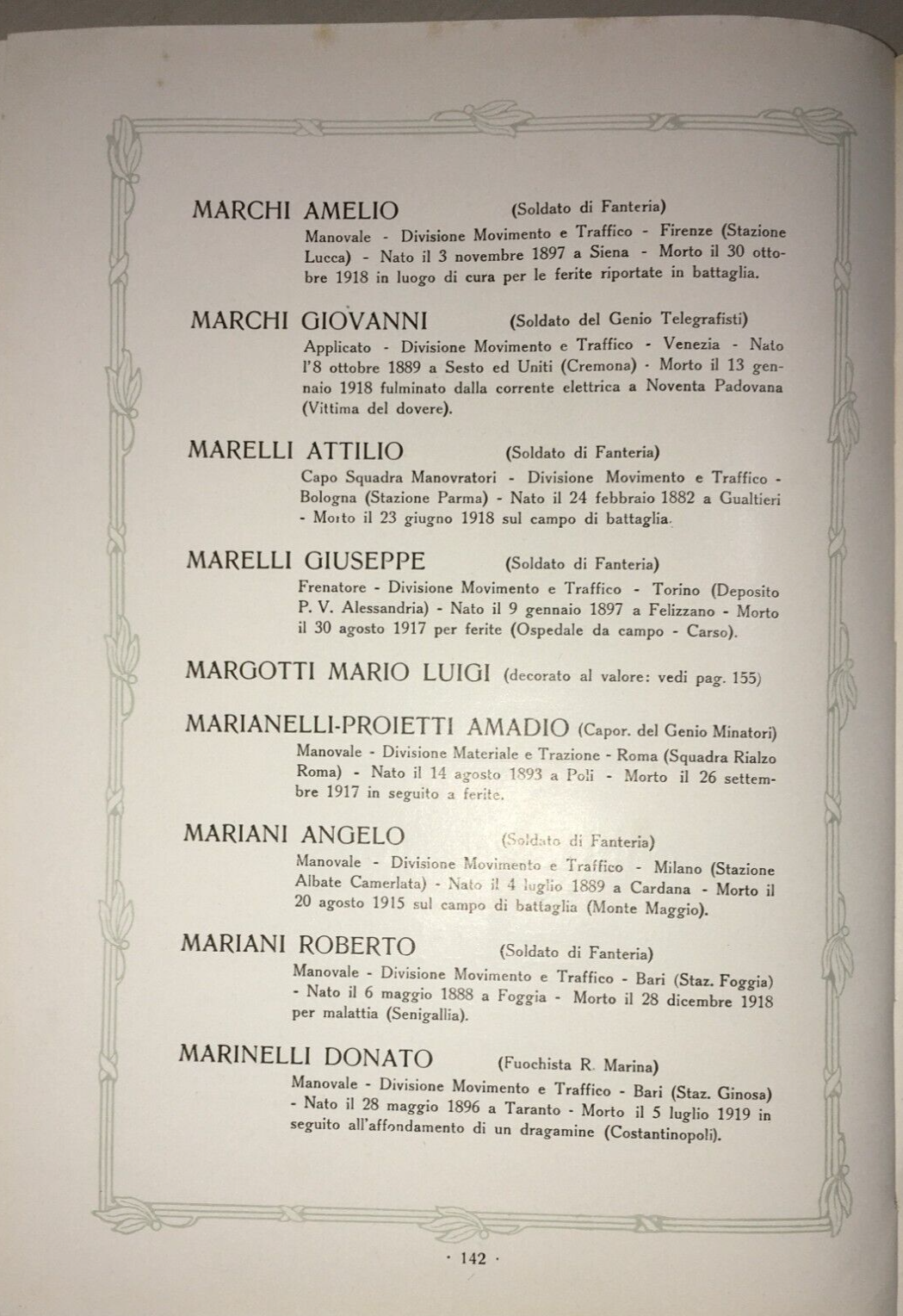 Militaria: Grande Guerra, Ferrovieri Caduti Per La Patria. Michele Gugliotta (Pozzallo)