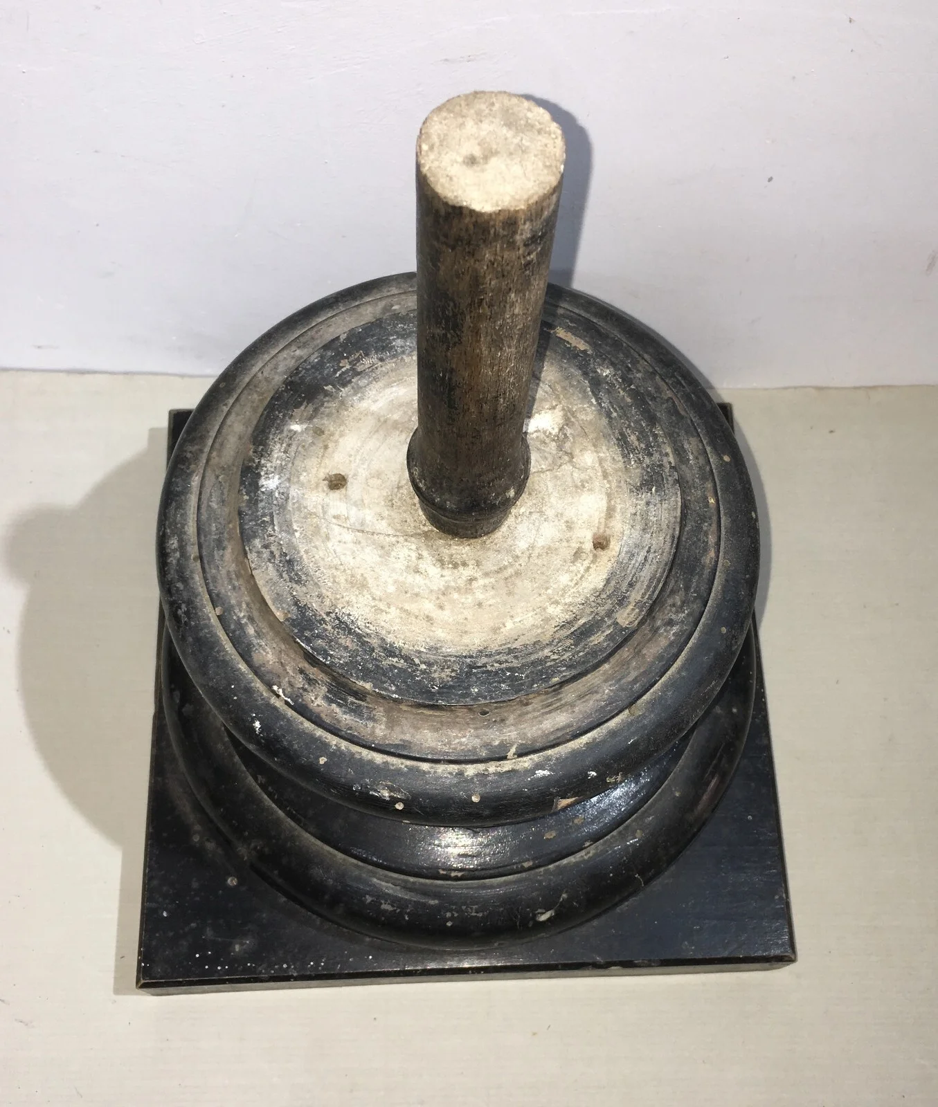 Turned and Ebonized Wooden Base for Sculptures and Art Objects