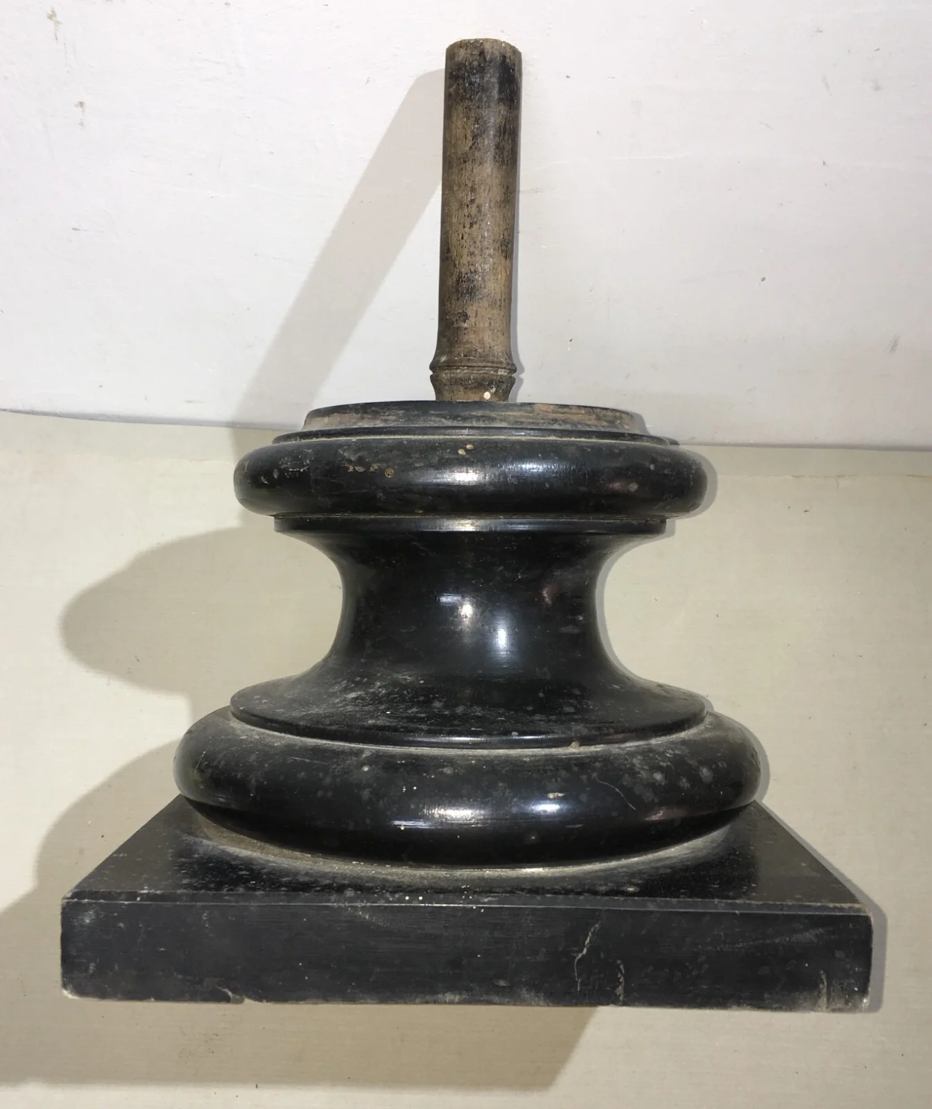 Turned and Ebonized Wooden Base for Sculptures and Art Objects