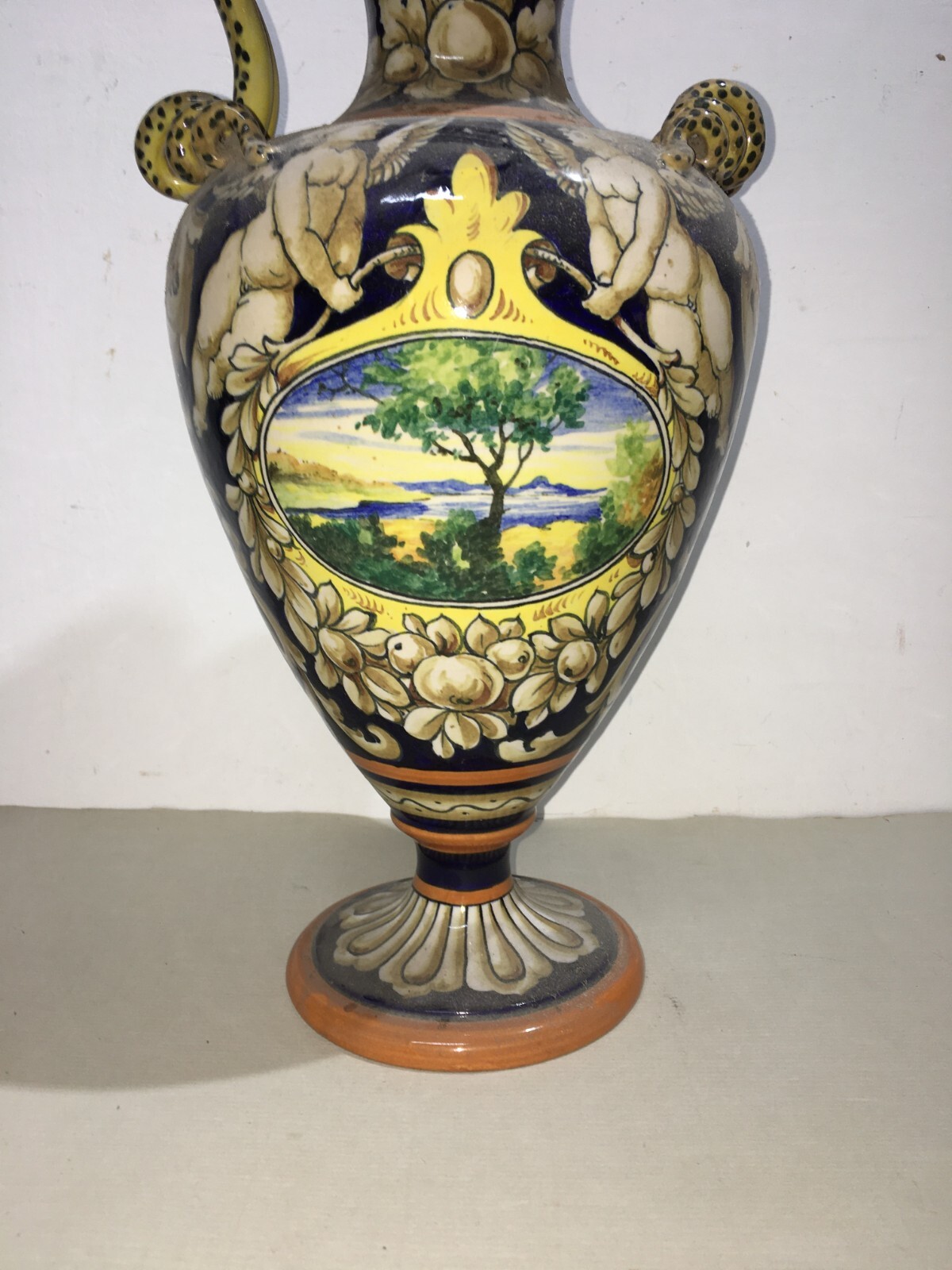 Ceramica Decorativa: Anfora Con Paesaggio E Angeli, Barraud Messeri (Bmc), Sesto Fiorentino